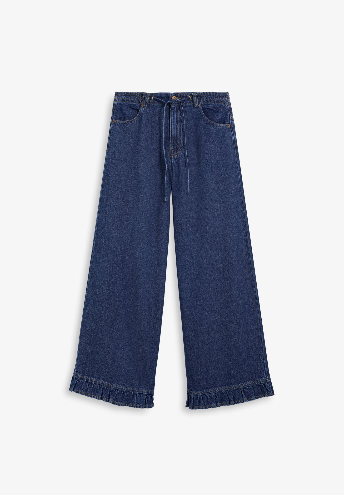 JEANS WIDE LEG COM PORMENOR DE FOLHO