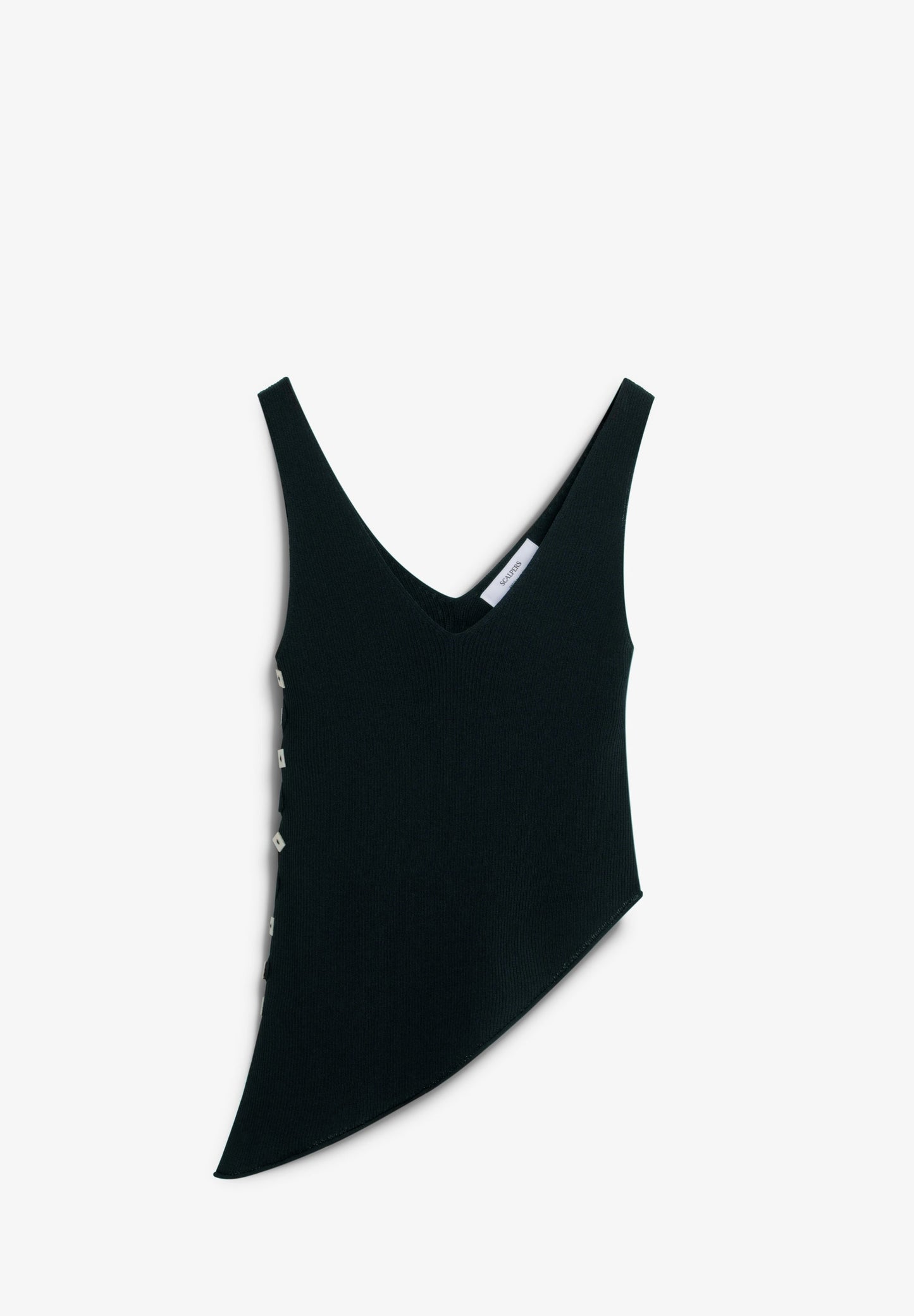 TOP ASSIMÉTRICO DE MALHA COM APLIQUES