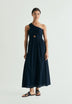 VESTIDO MIDI ASSIMÉTRICO BORDADO