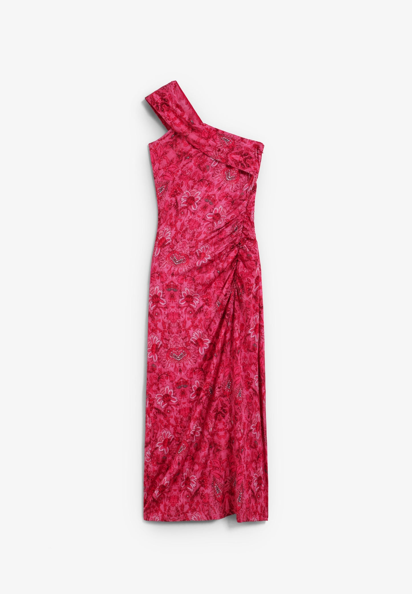 VESTIDO MIDI ASSIMÉTRICO COM PADRÃO