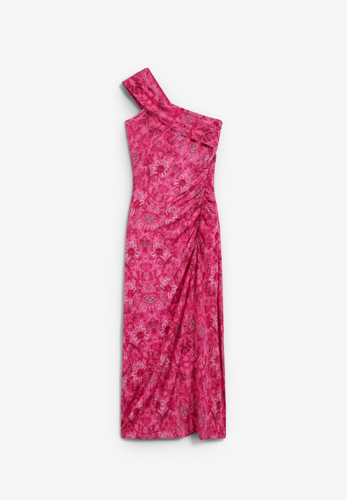 VESTIDO MIDI ASSIMÉTRICO COM PADRÃO