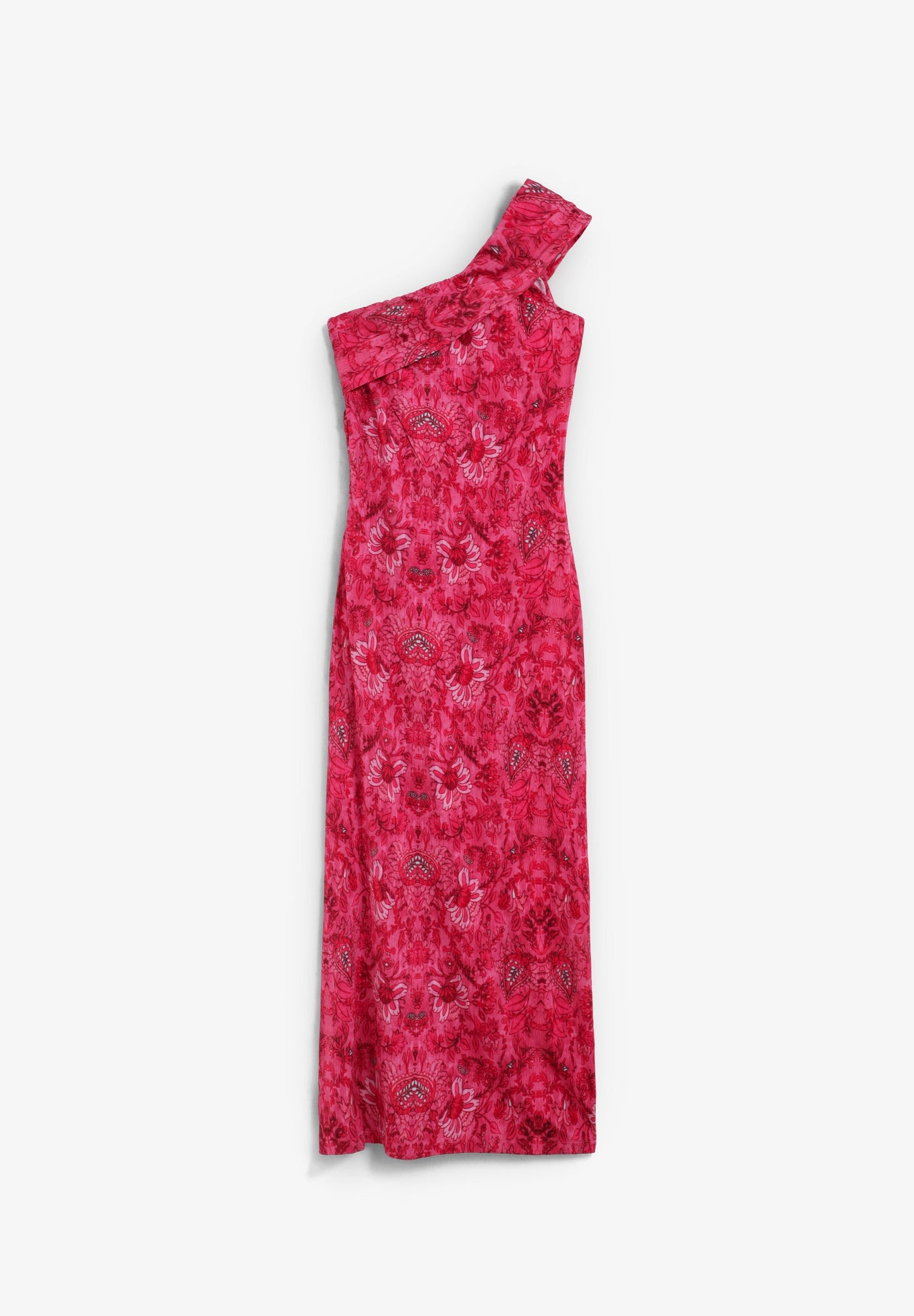 VESTIDO MIDI ASSIMÉTRICO COM PADRÃO