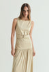 VESTIDO MIDI DRAPEADO COM PORMENOR METÁLICO