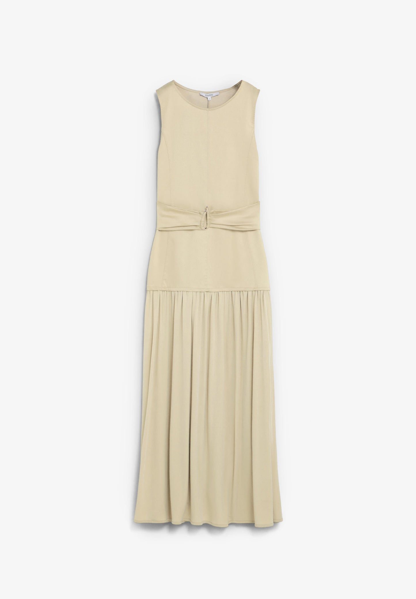VESTIDO MIDI DRAPEADO COM PORMENOR METÁLICO