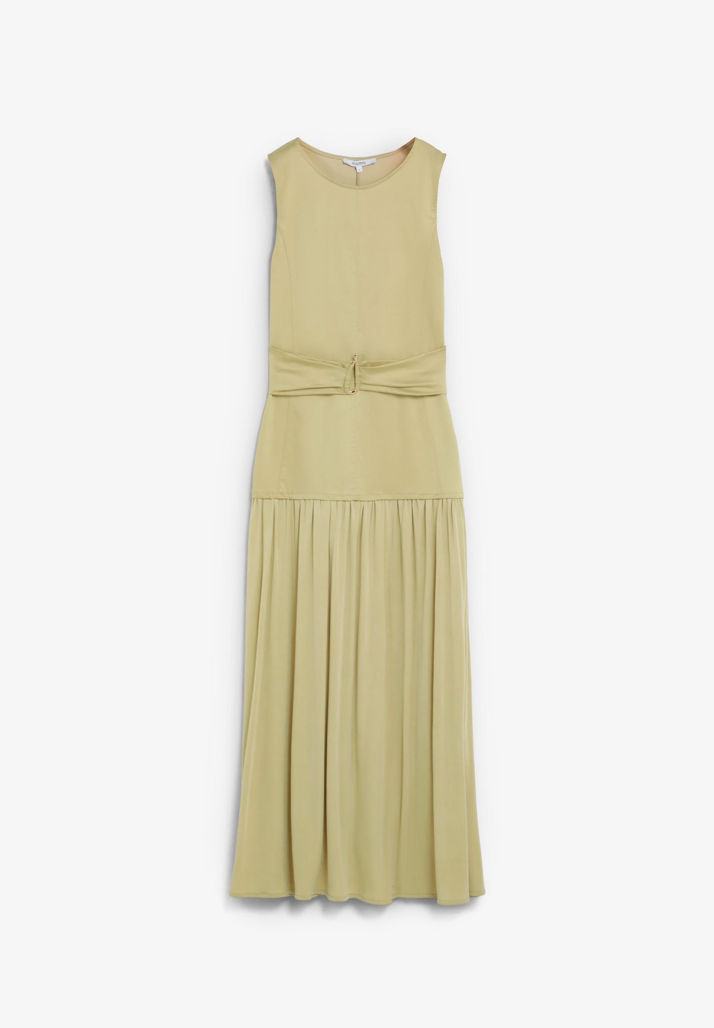 VESTIDO MIDI DRAPEADO COM PORMENOR METÁLICO