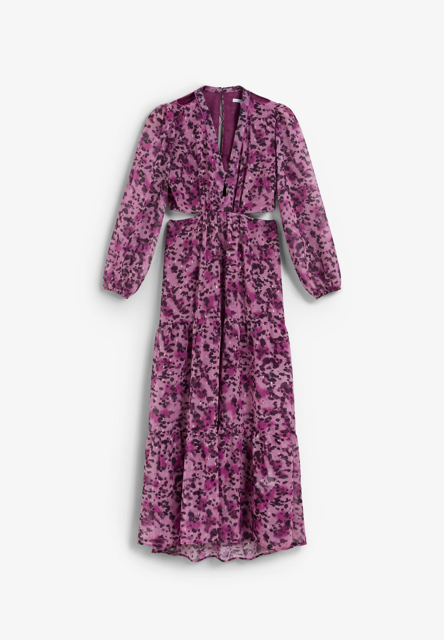 VESTIDO MIDI COM PADRÃO E ABERTURAS