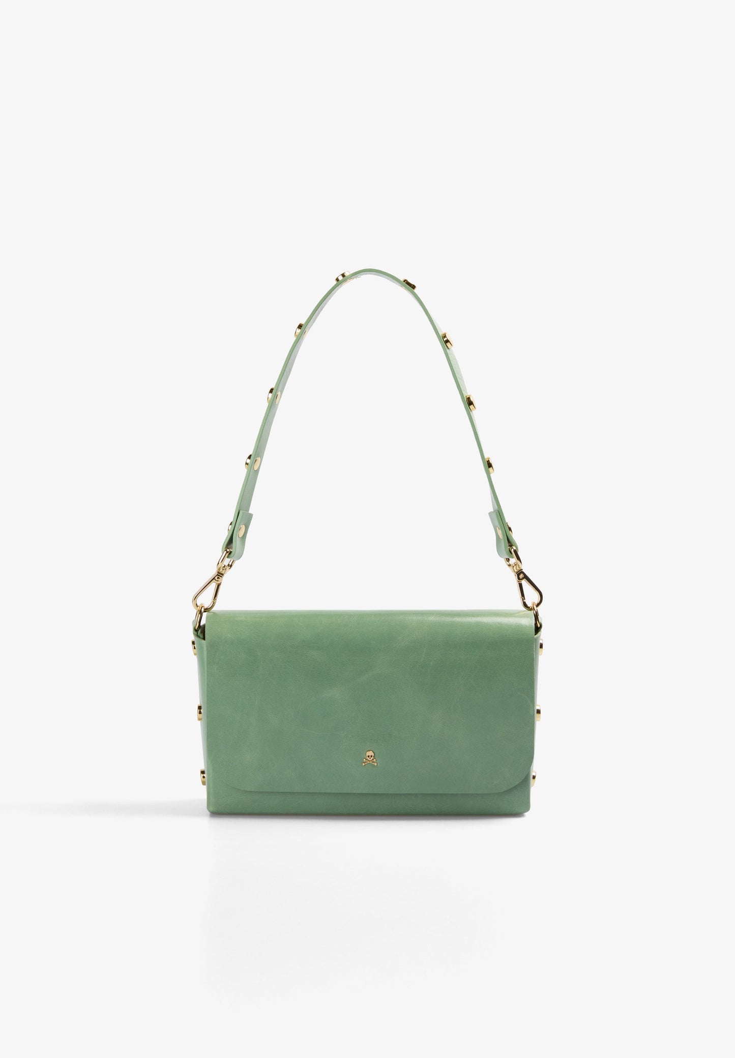BOLSA MINI EM PELE COM TACHAS