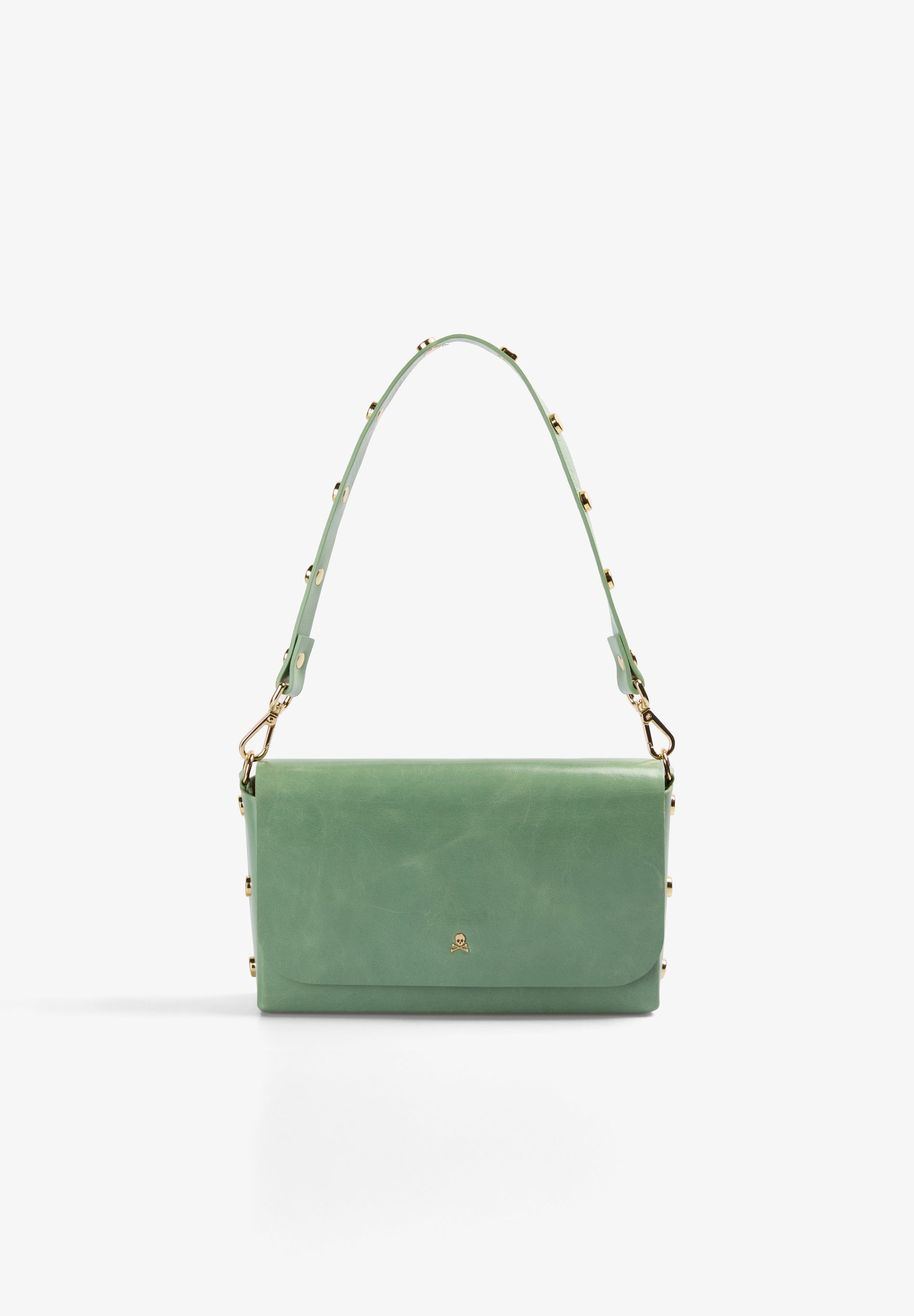 BOLSA MINI EM PELE COM TACHAS