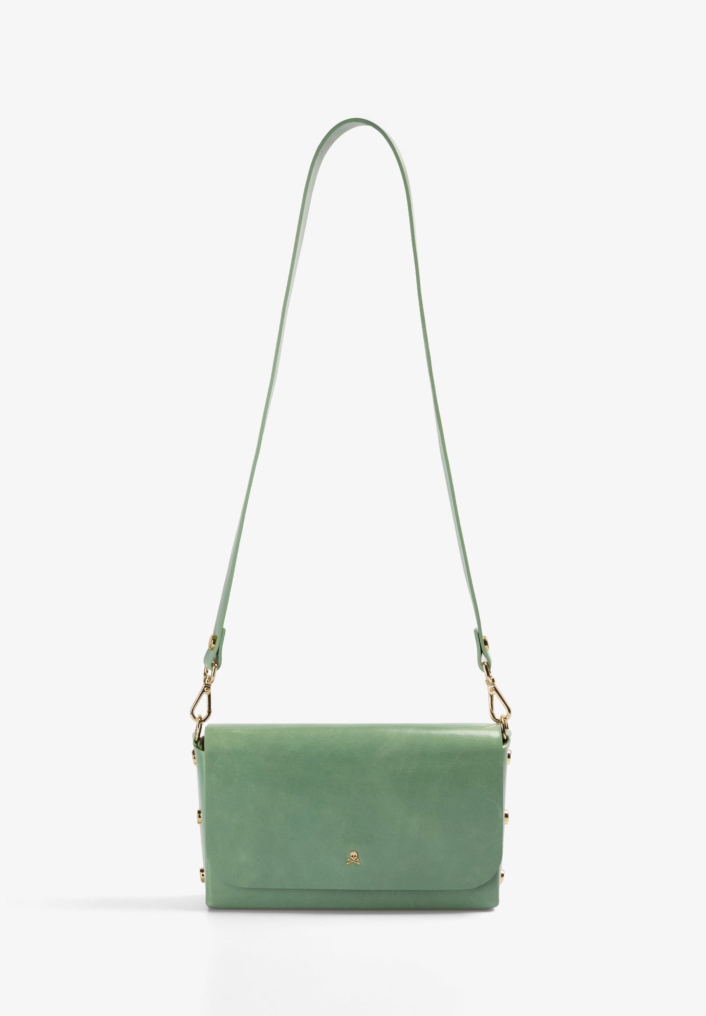 BOLSA MINI EM PELE COM TACHAS
