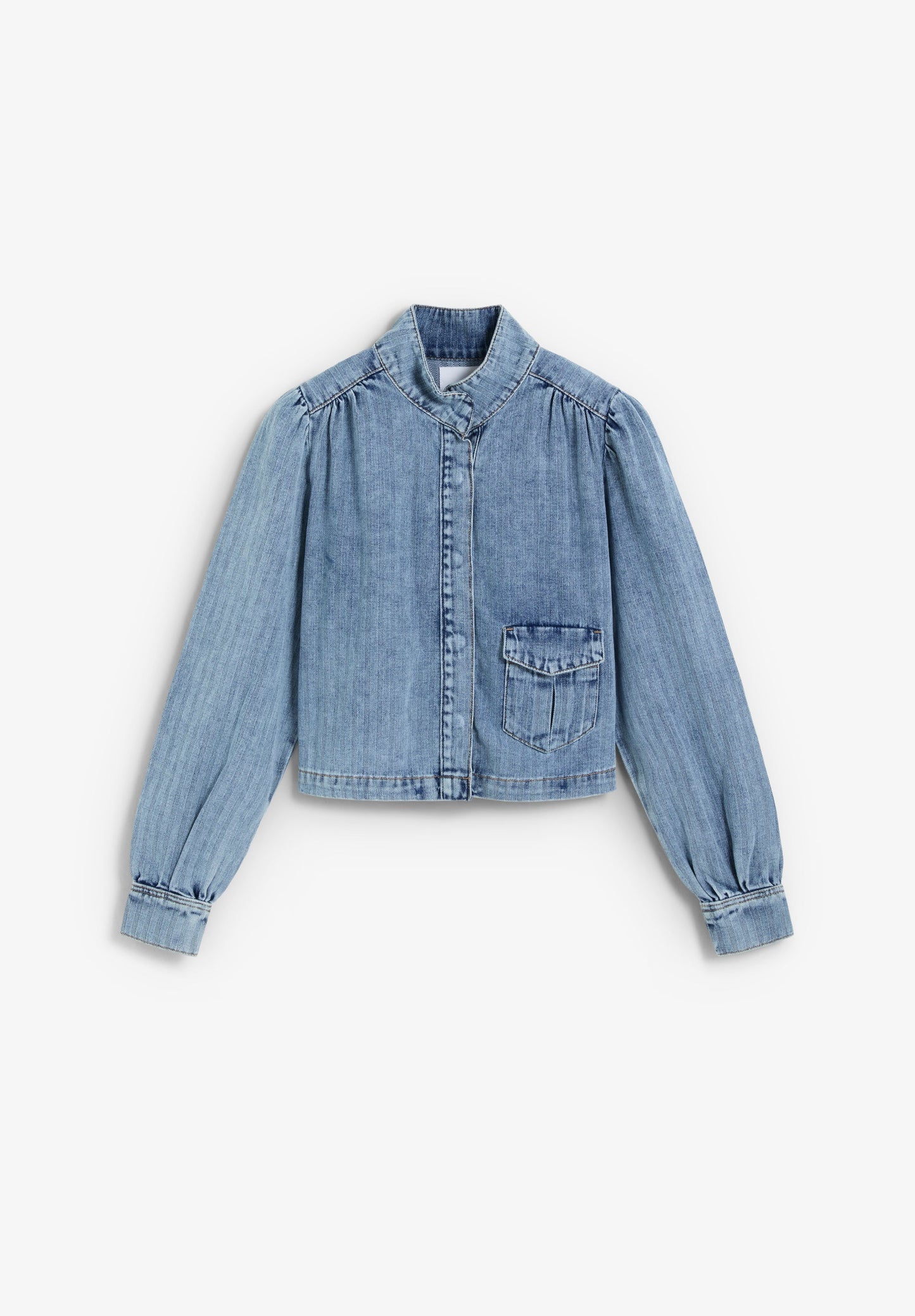 CASACO DENIM COM MANGAS ABALONADAS