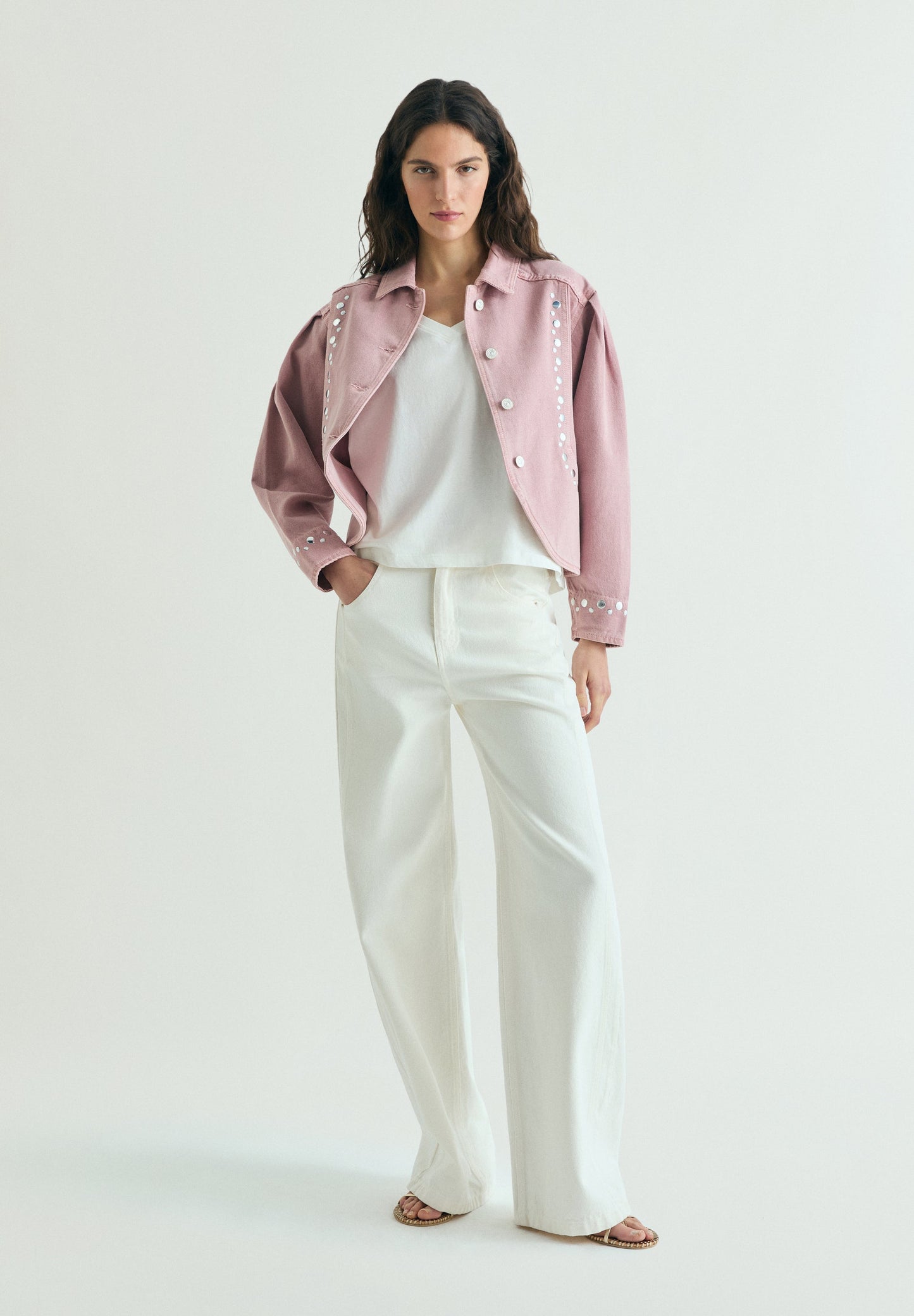 CARDIGAN DENIM COM TACHAS