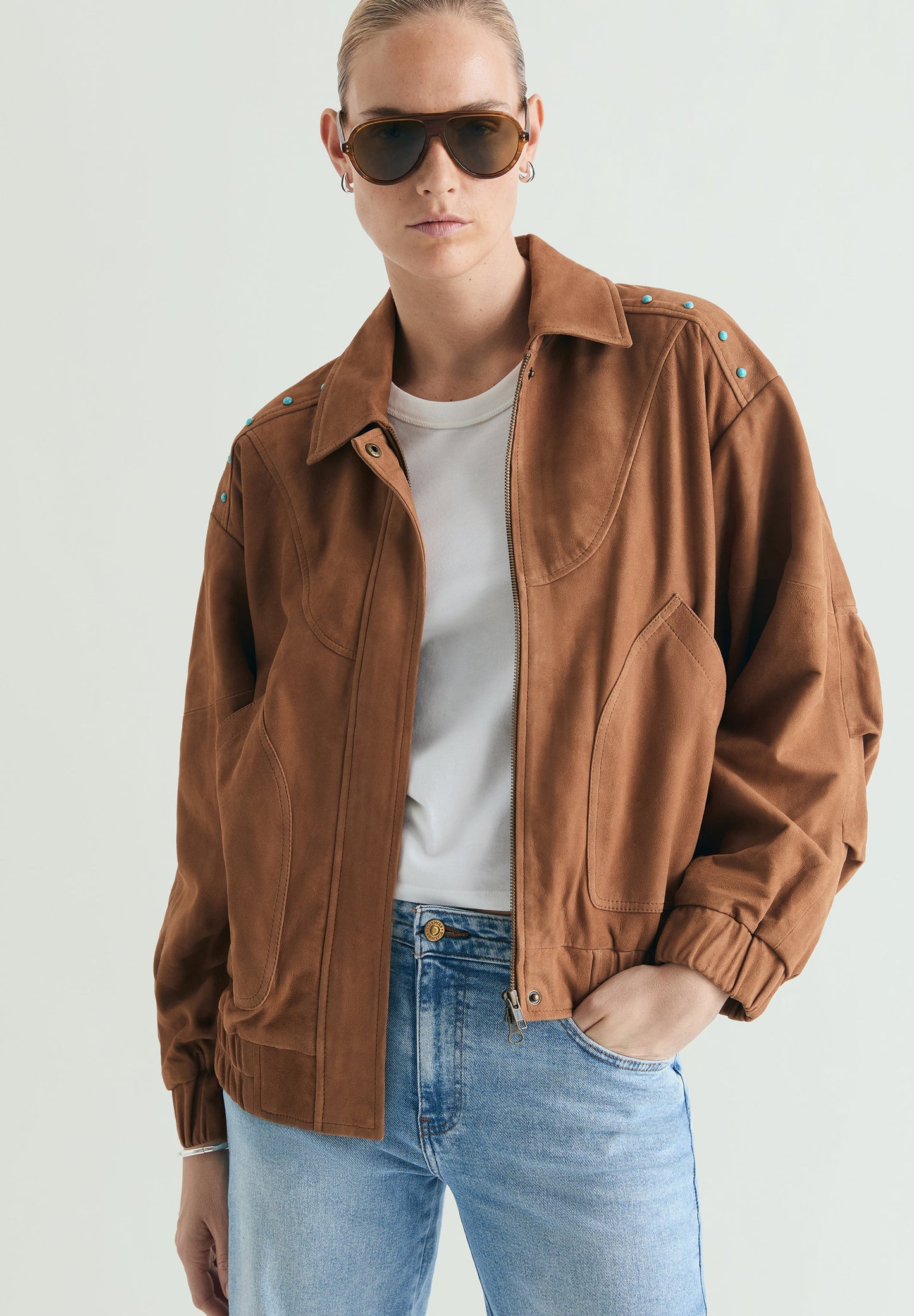 CARDIGAN BOMBER CAMURÇA TACHAS