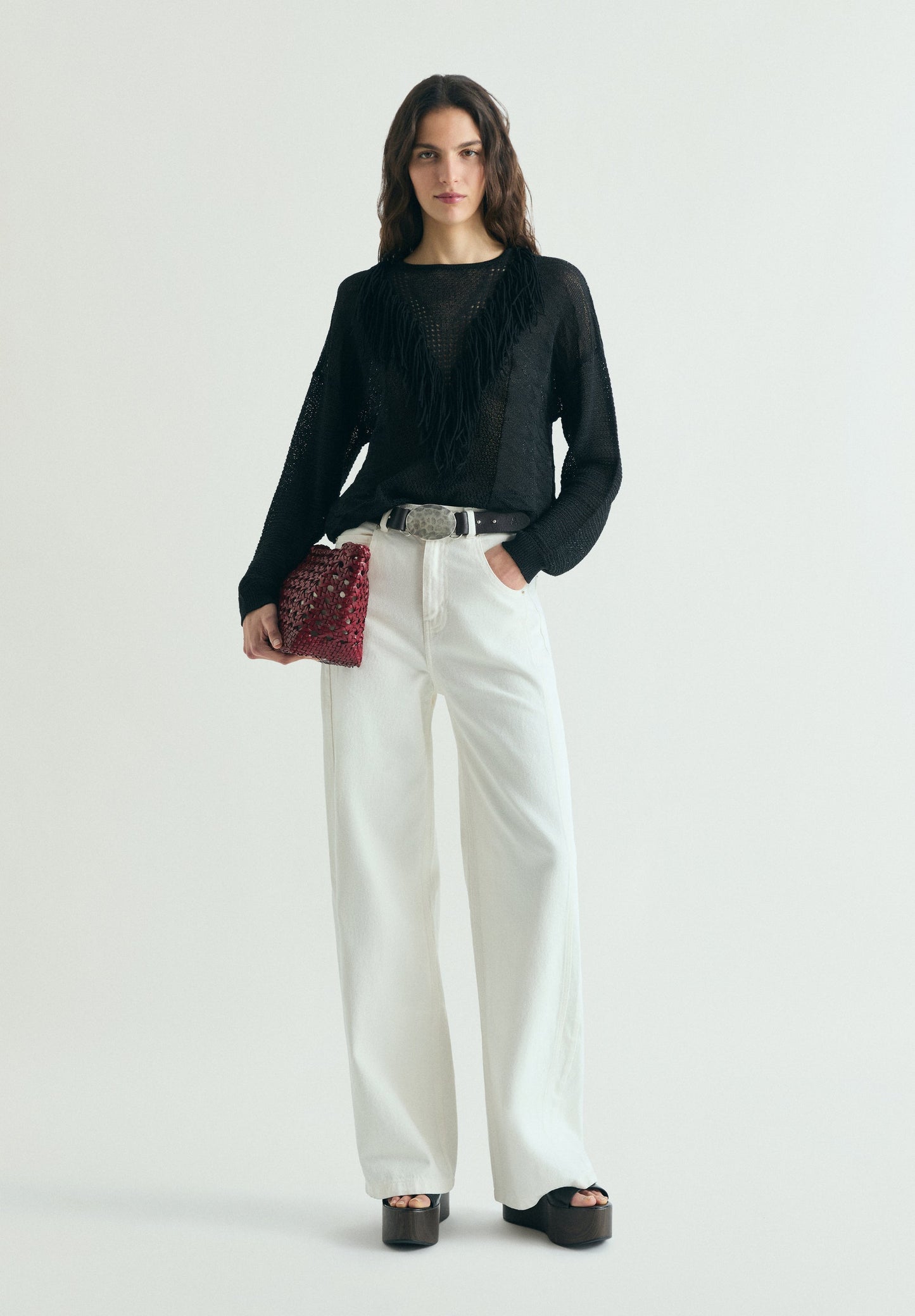 SWEATER DE RENDILHADO COM FRANJAS