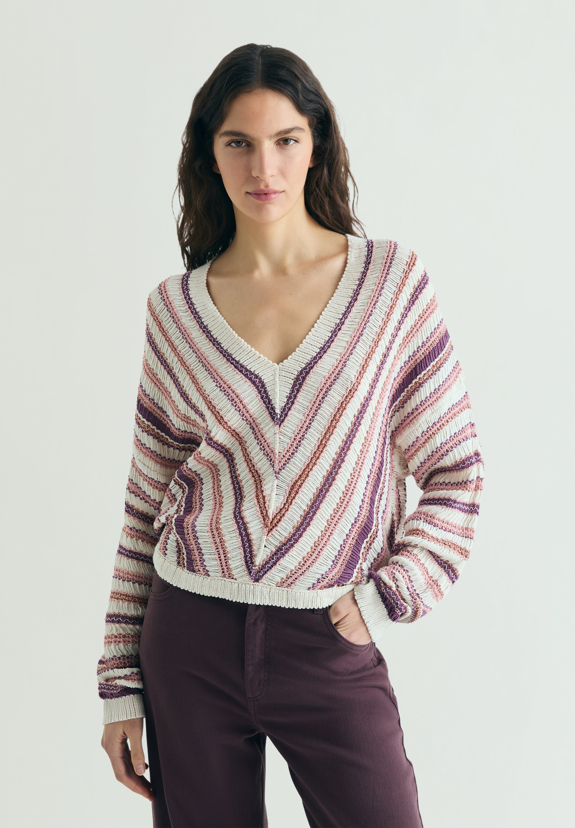 SWEATER ÀS RISCAS MULTICOLOR