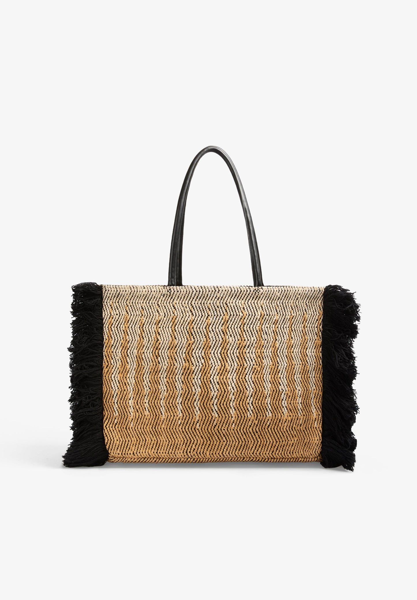 BOLSA TOTE EM FIBRA NATURAL COM FRANJAS