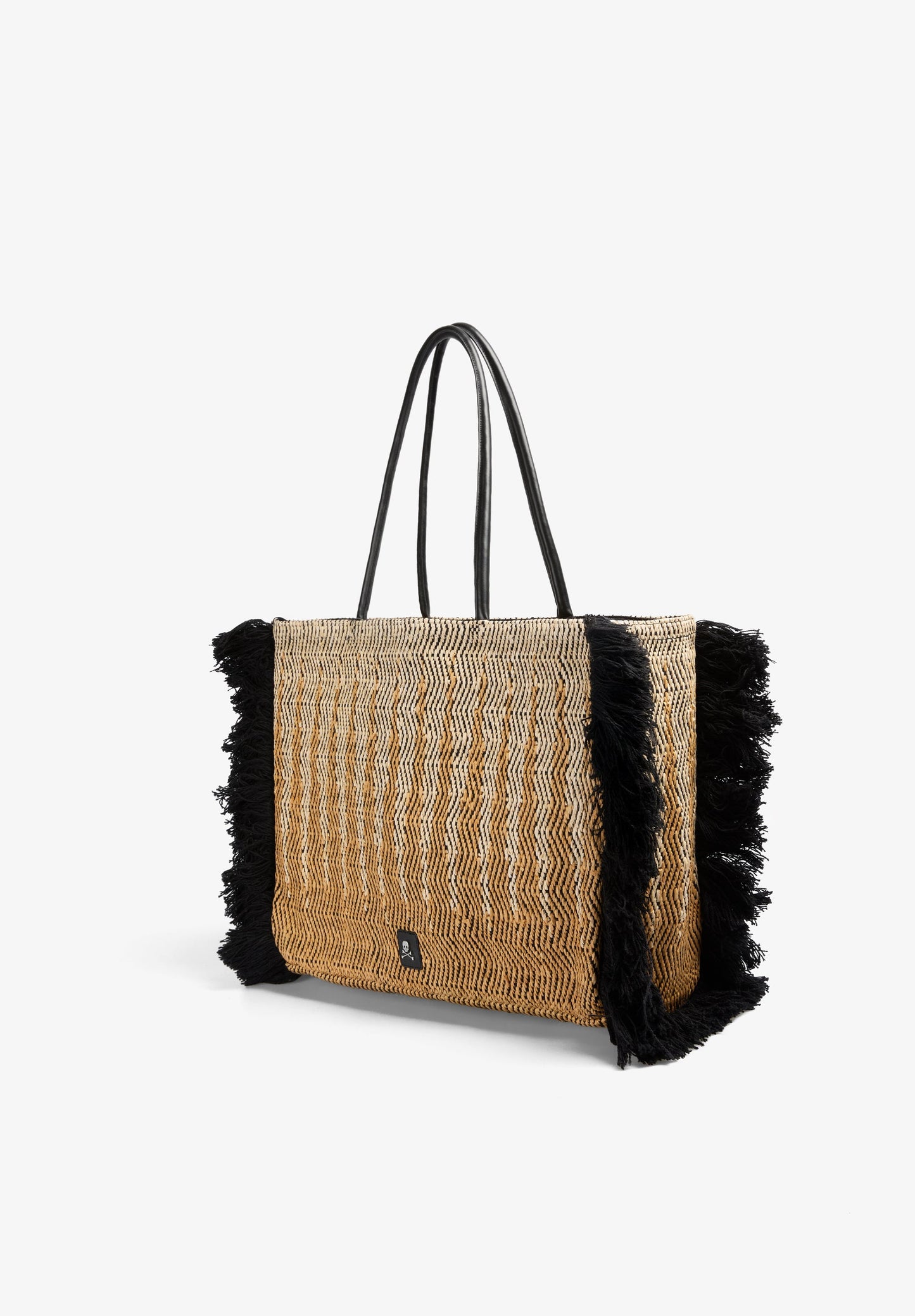 BOLSA TOTE EM FIBRA NATURAL COM FRANJAS