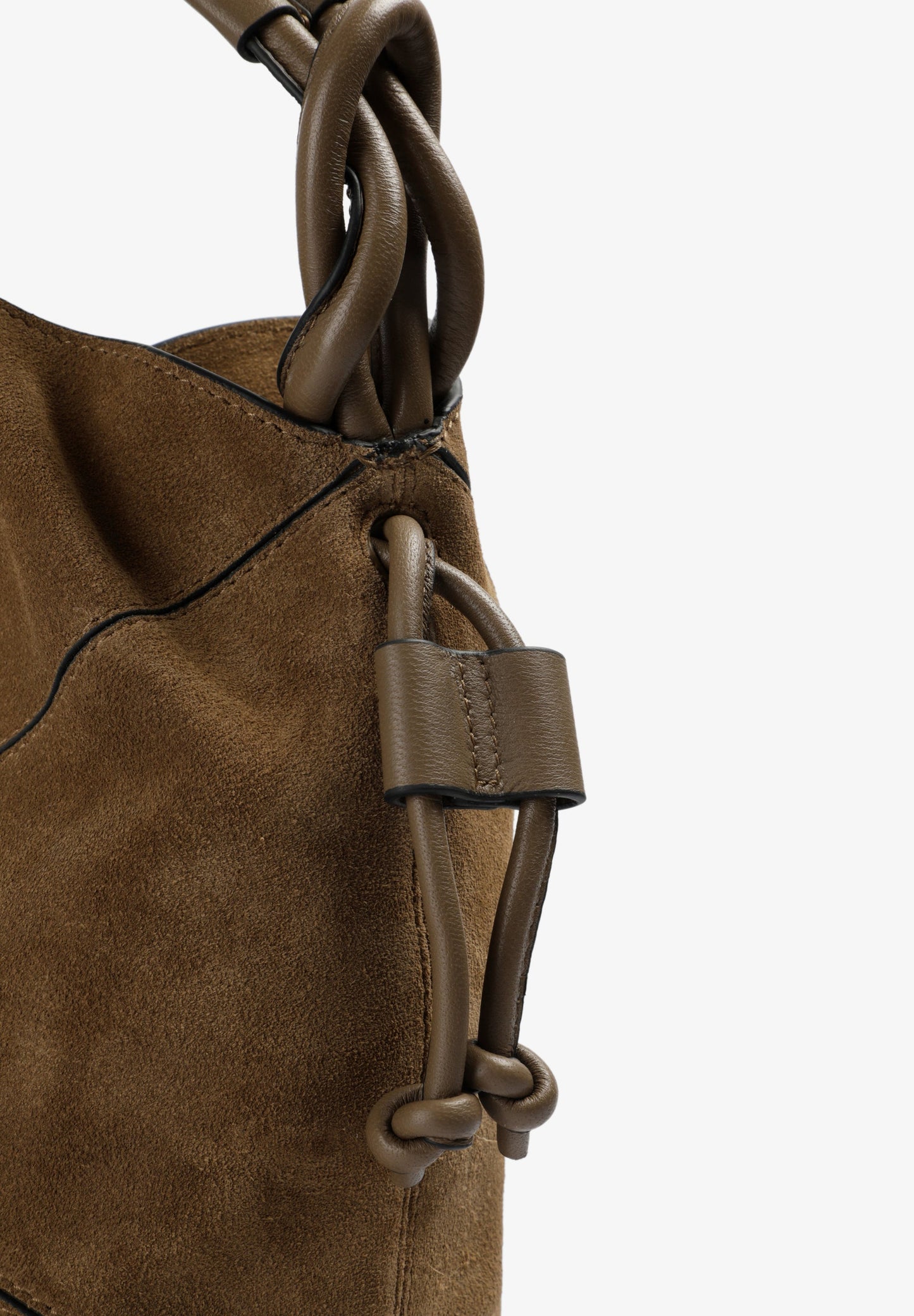 BOLSA BUCKET BAG EM PELE