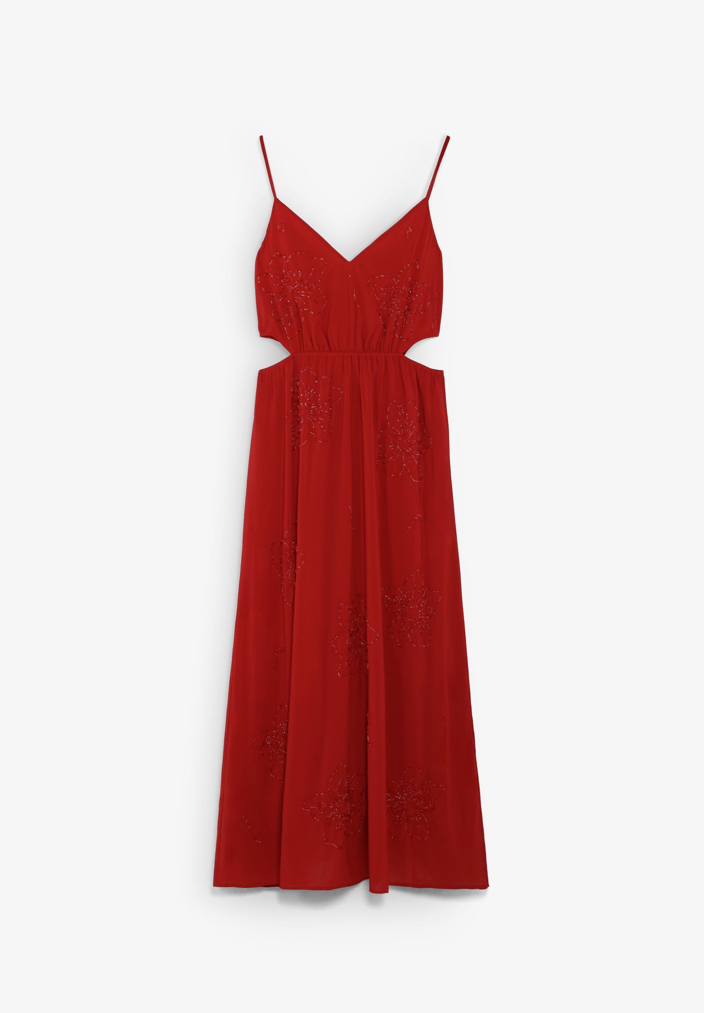 VESTIDO MIDI COM MISSANGAS E CUT OUT