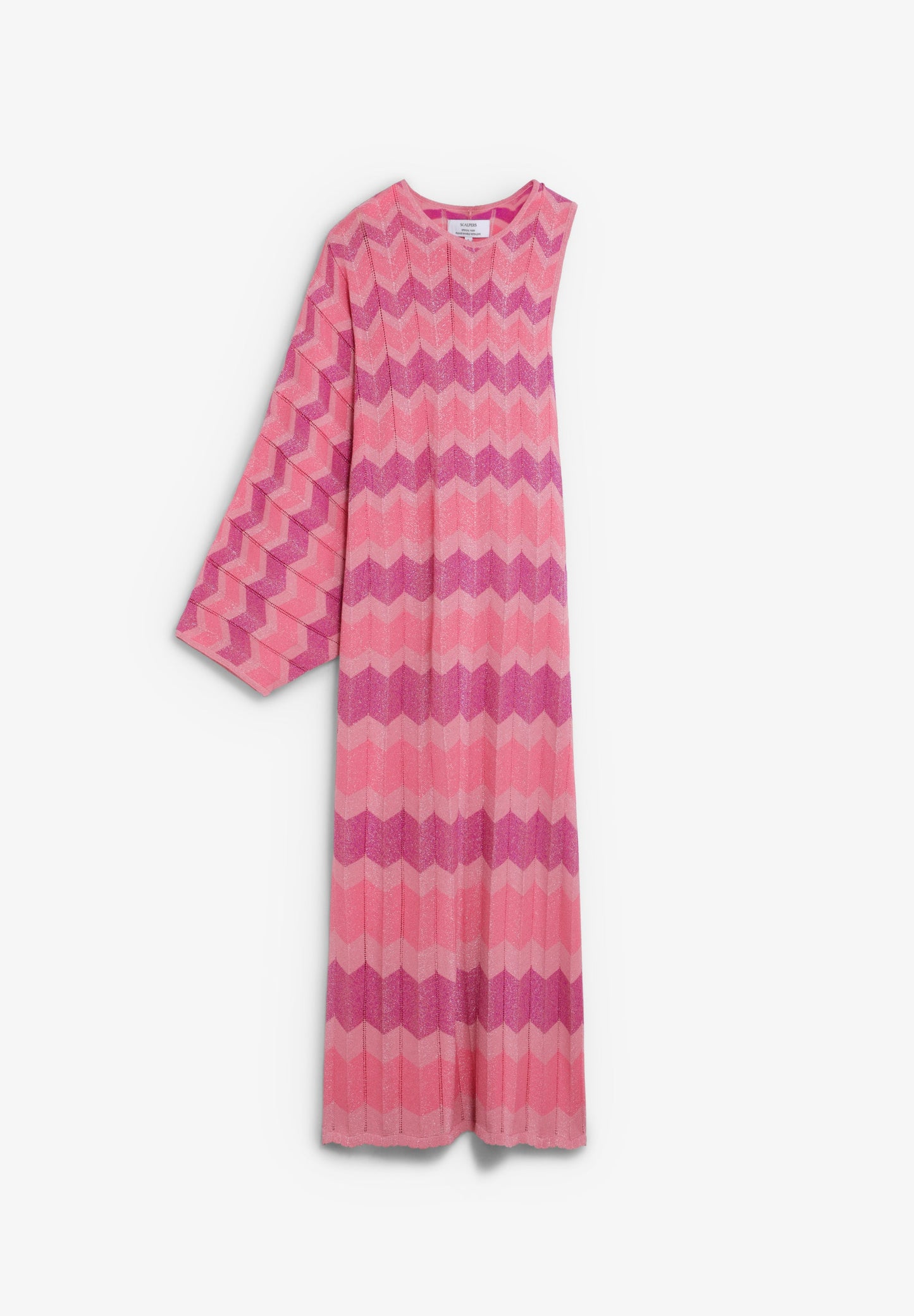 VESTIDO ASSIMÉTRICO DE MALHA COM FIO METALIZADO
