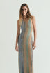 VESTIDO COMPRIDO JACQUARD COM CUT OUT