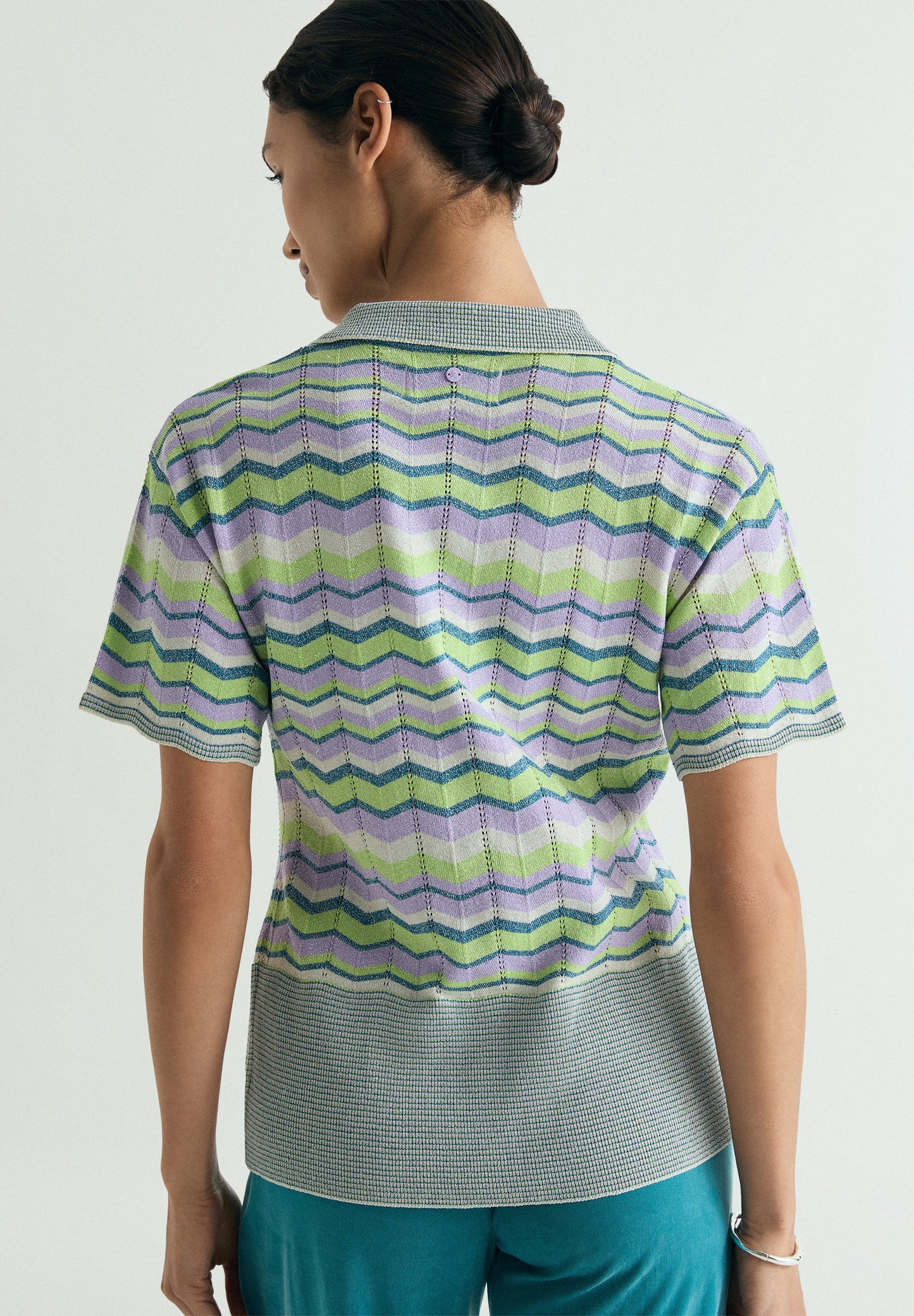 CAMISA POLO DE MALHA COM FIO METALIZADO