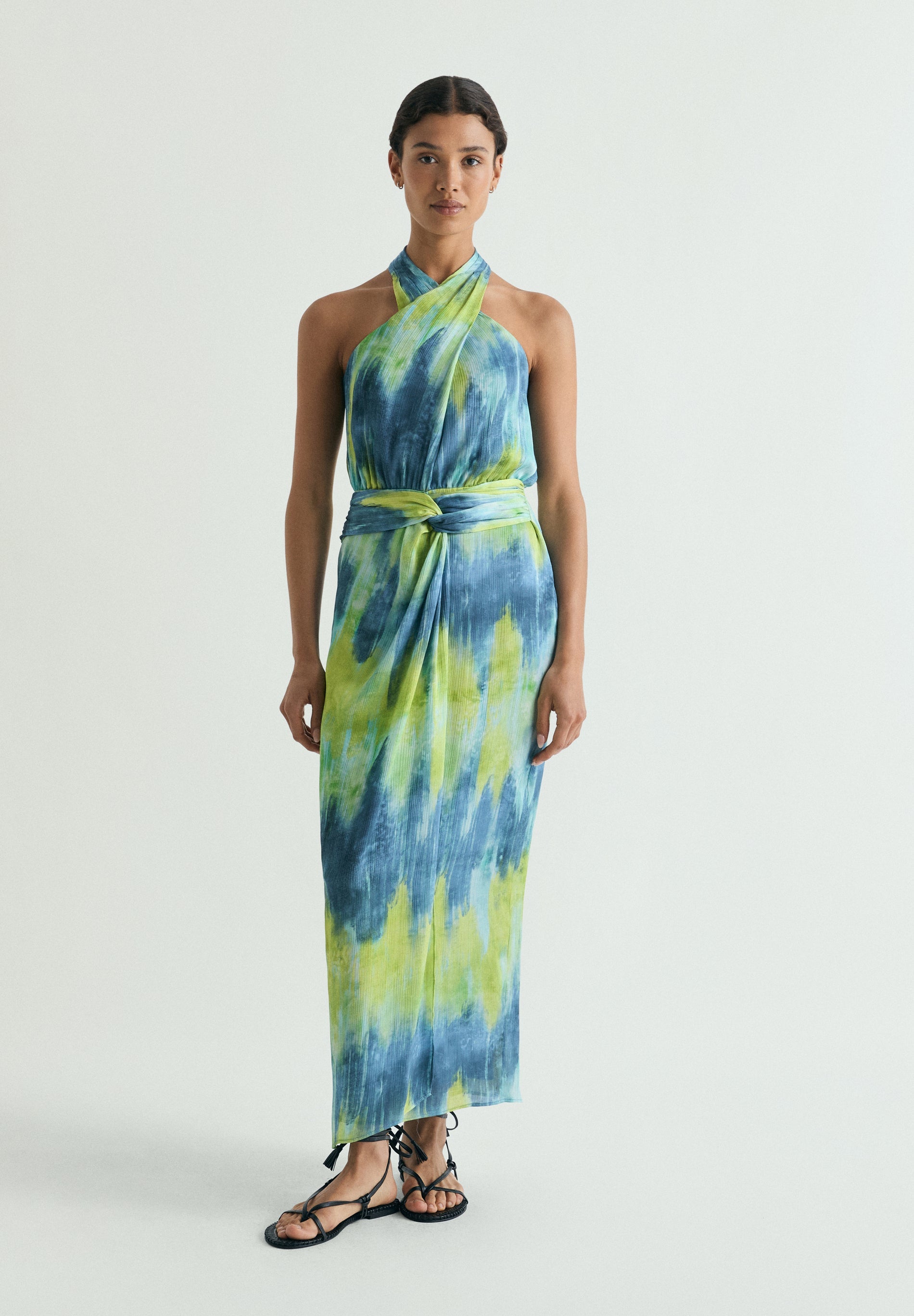 VESTIDO MIDI TIE DYE COM NÓ