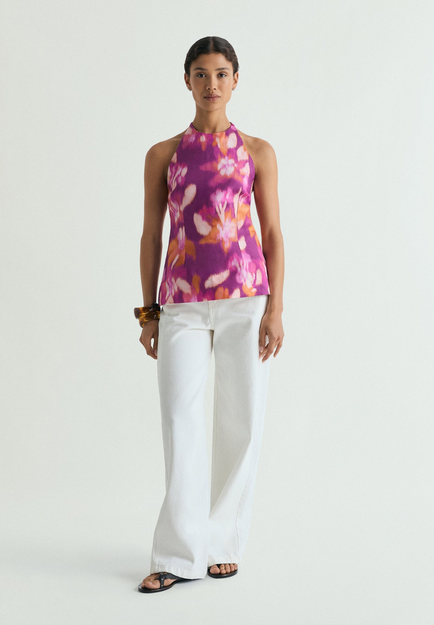TOP DE LINHO COM ESTAMPADO FLORAL