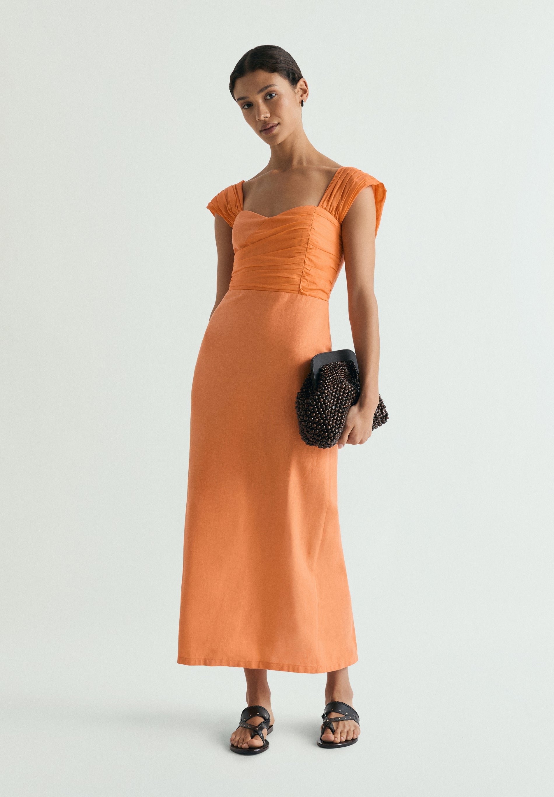 VESTIDO EM LINHO DRAPEADO