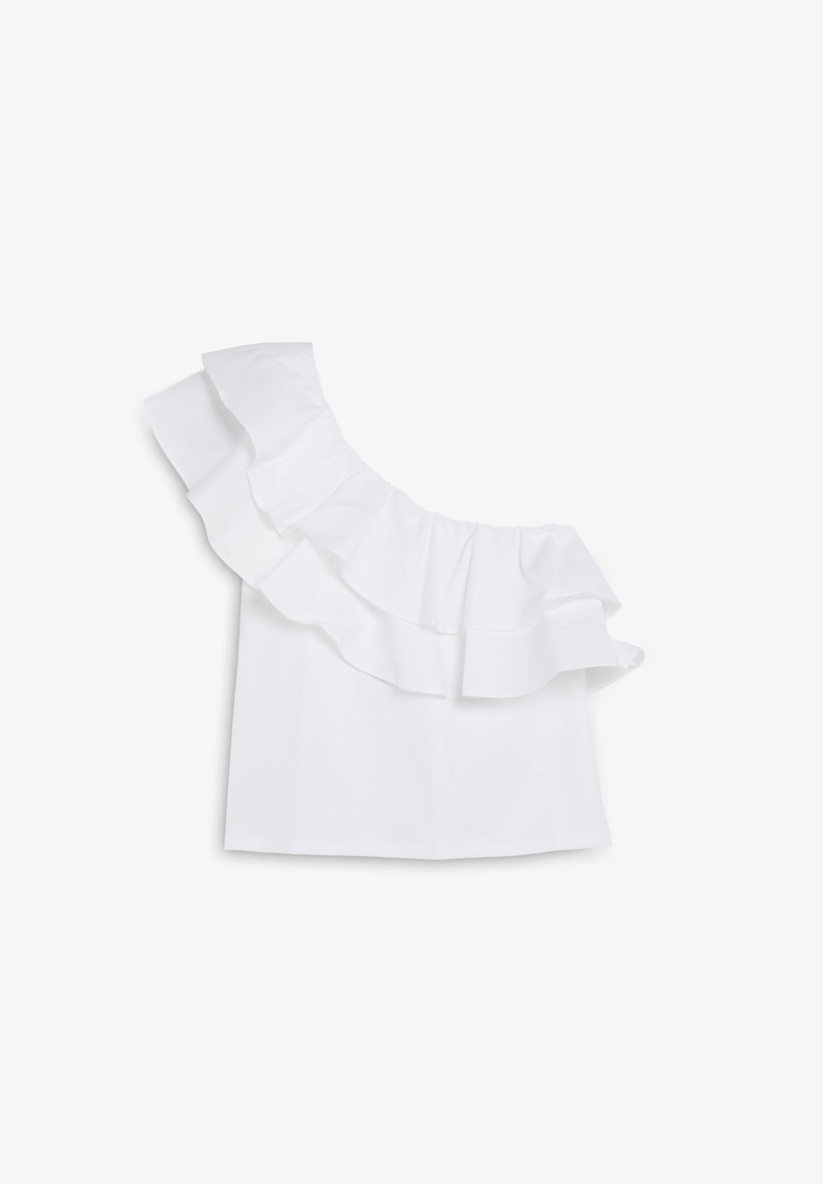 T-SHIRT ASSIMÉTRICA COM FOLHO