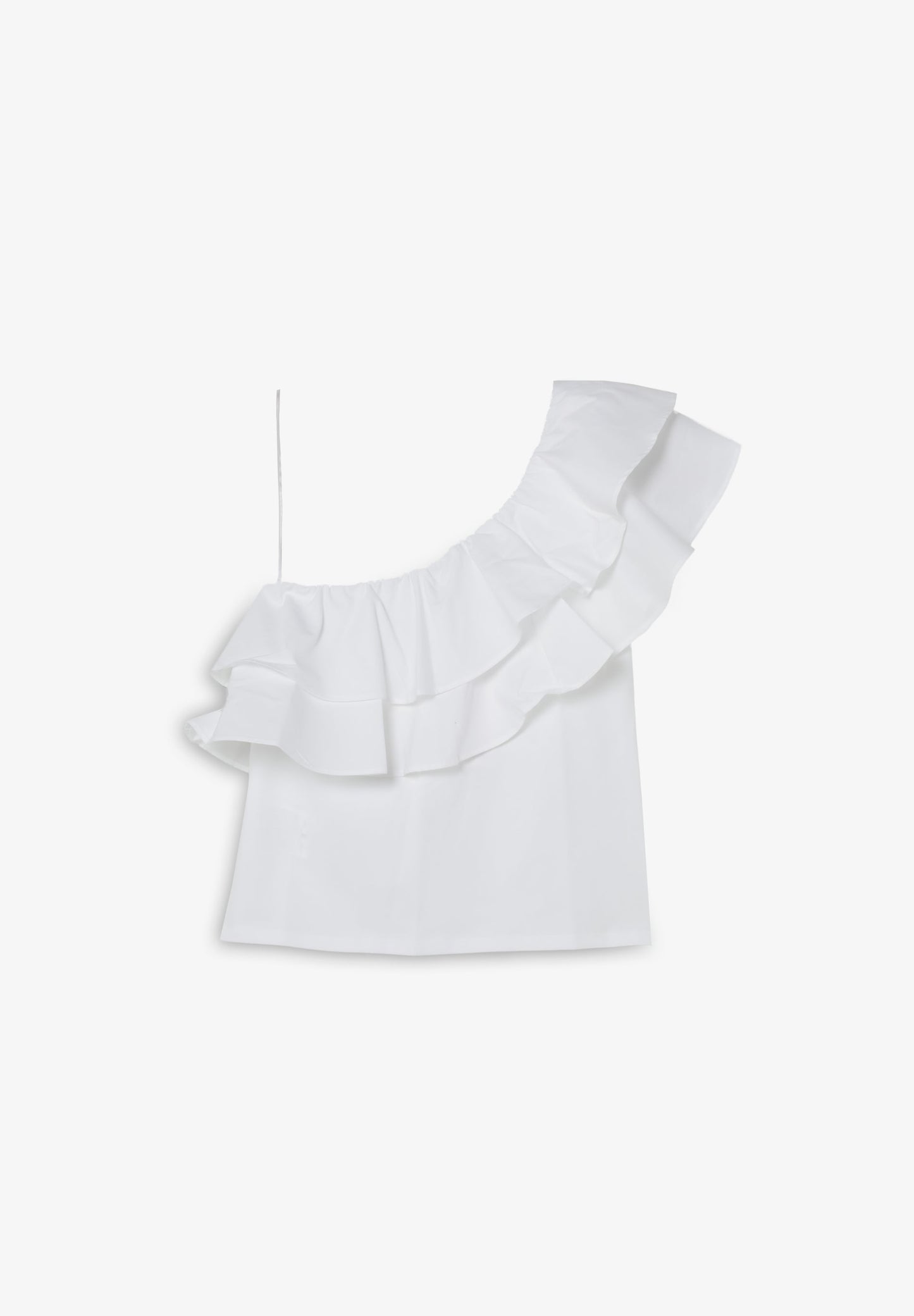 T-SHIRT ASSIMÉTRICA COM FOLHO