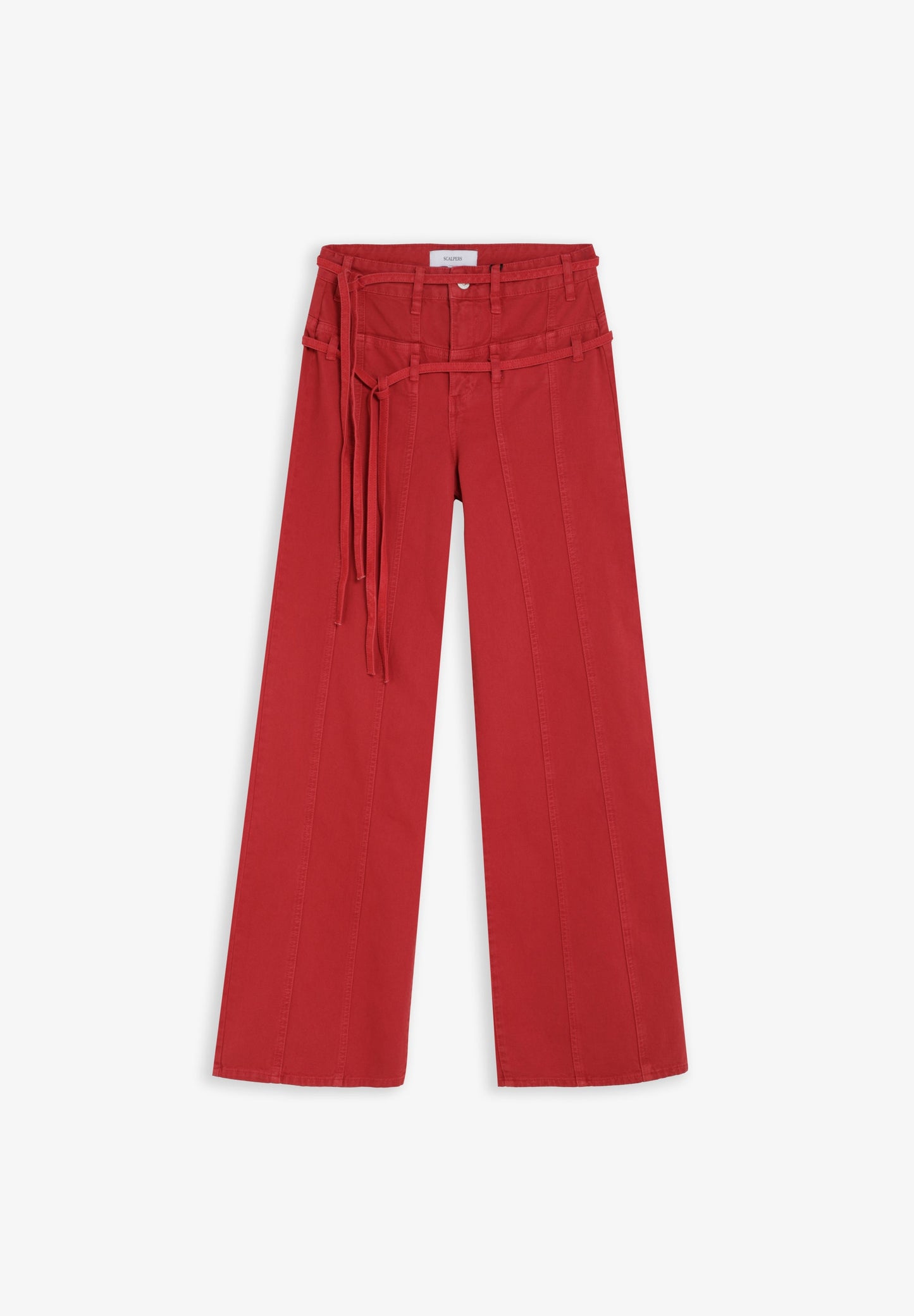 CALÇAS DENIM COM CINTO DUPLO