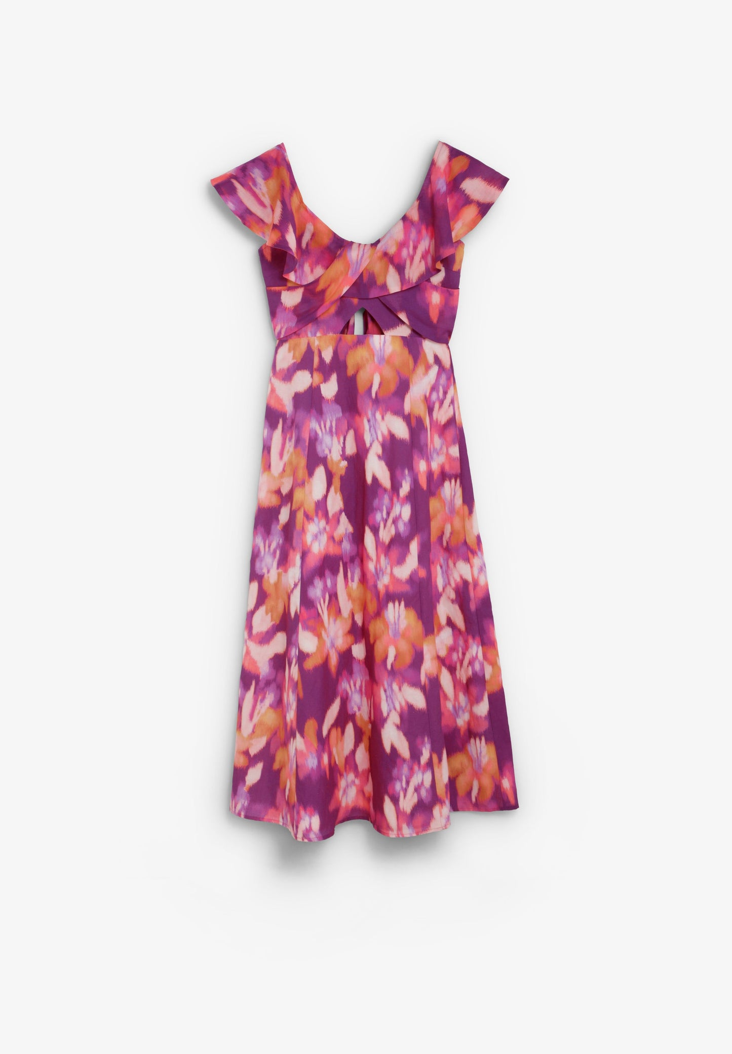 VESTIDO DE ALGODÃO E LINHO COM PADRÃO