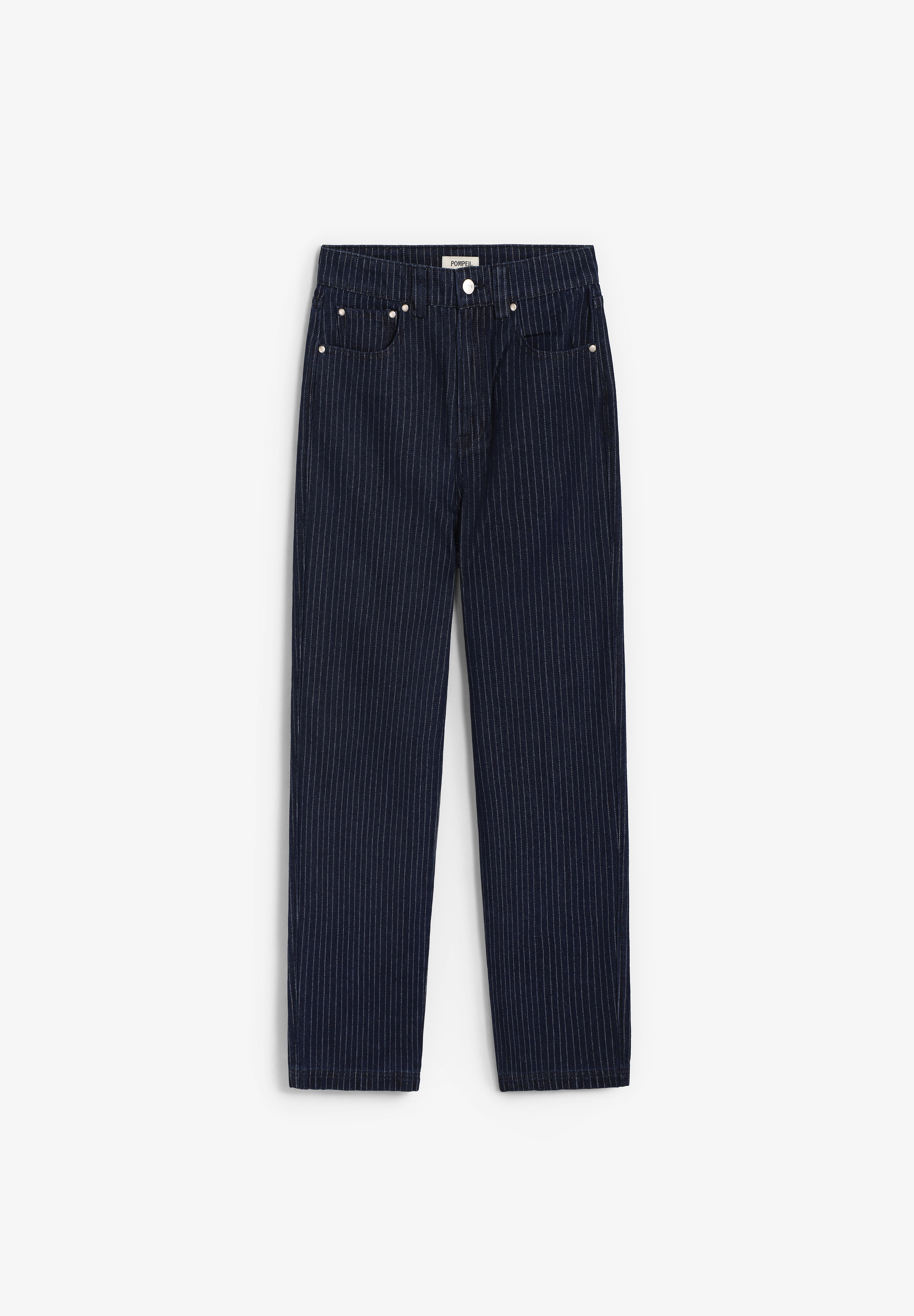 POMPEII BRAND | NAVY STRIPED 5 - POCKET DENIM