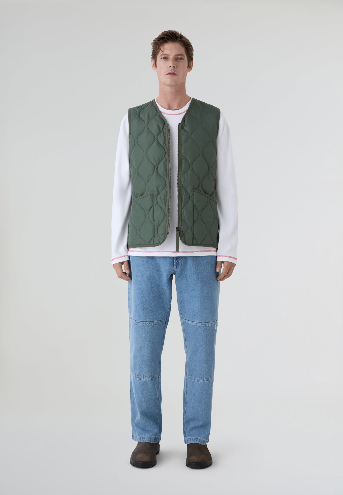 TAION | COLETE MILITAR GOLA EM V E ZIP UNISEXO