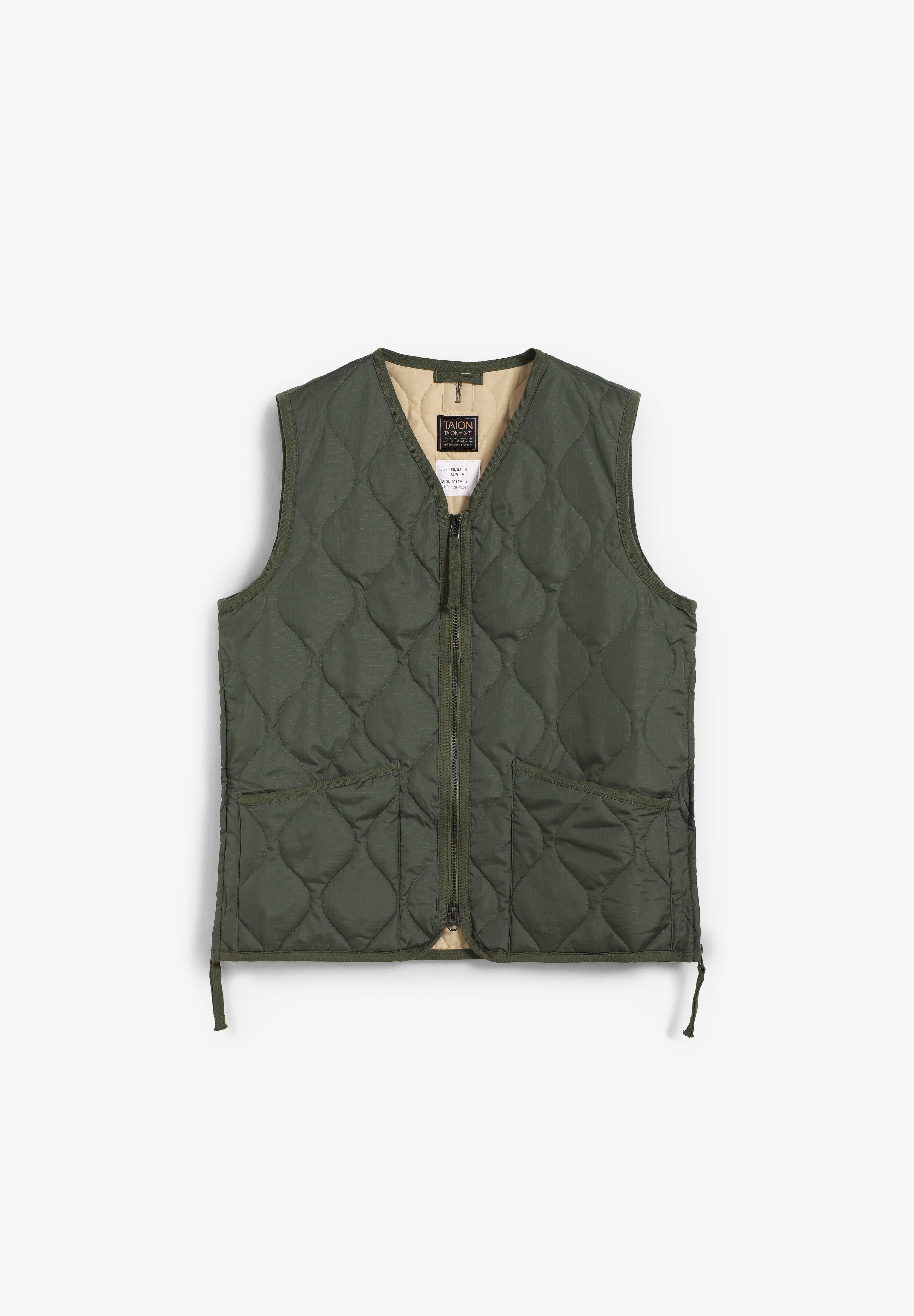 TAION | COLETE MILITAR GOLA EM V E ZIP UNISEXO