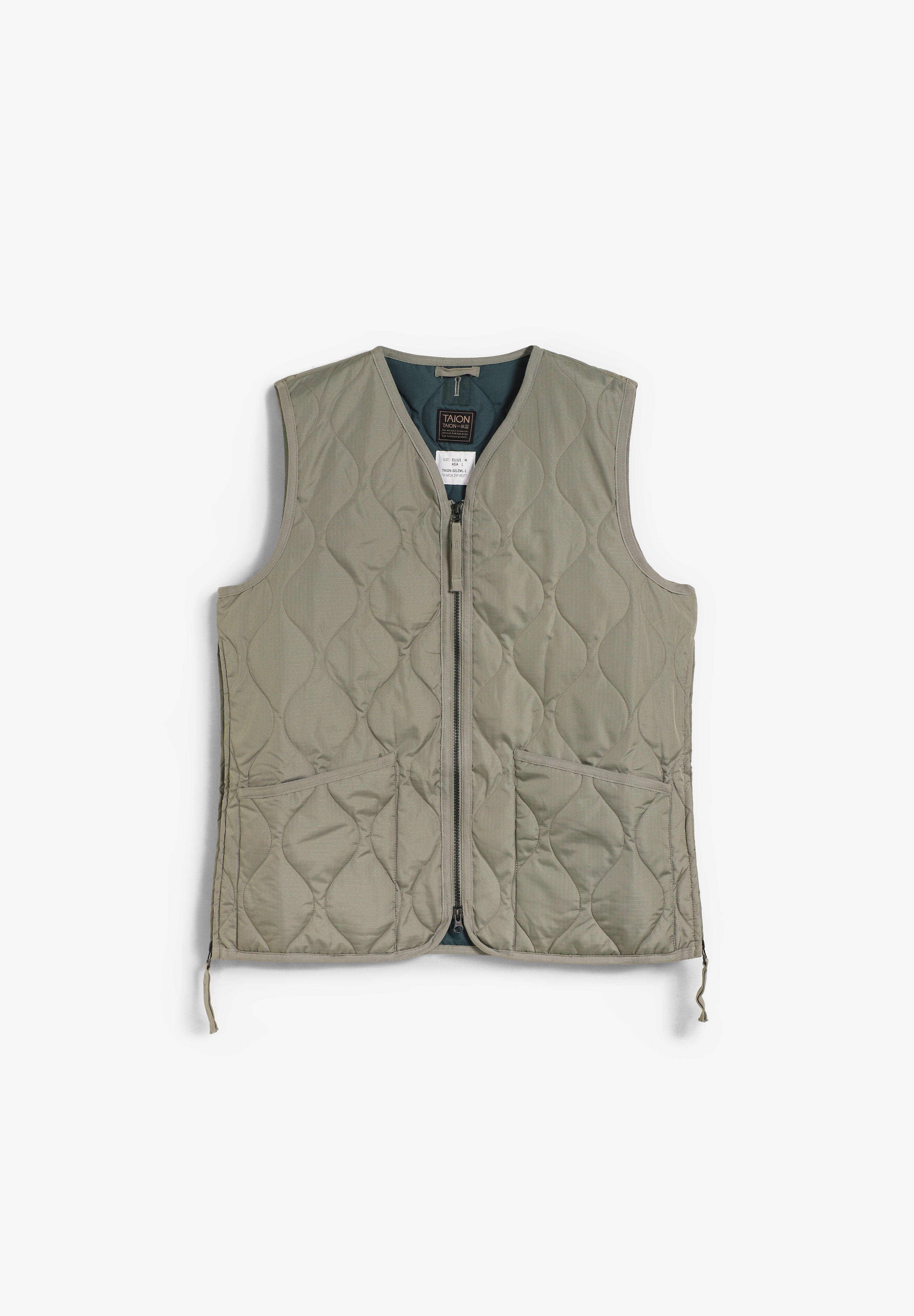 TAION | COLETE MILITAR GOLA EM V E ZIP UNISEXO