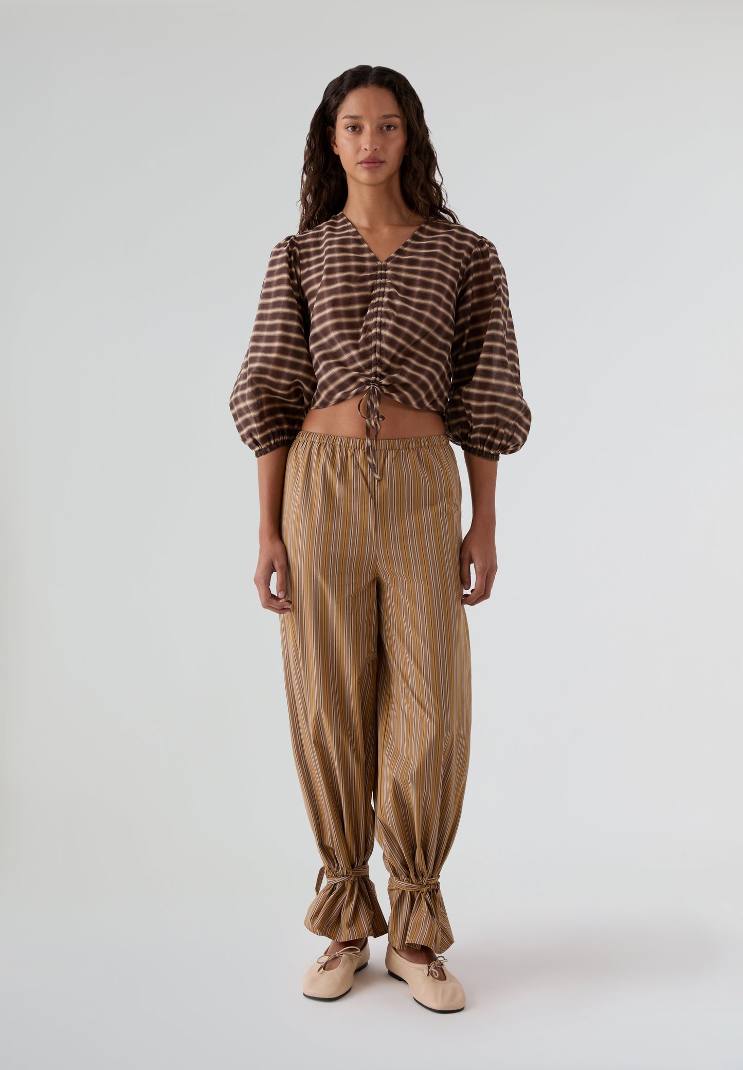 THE TINY BIG SISTER | CHECK V-NECK BLOUSE