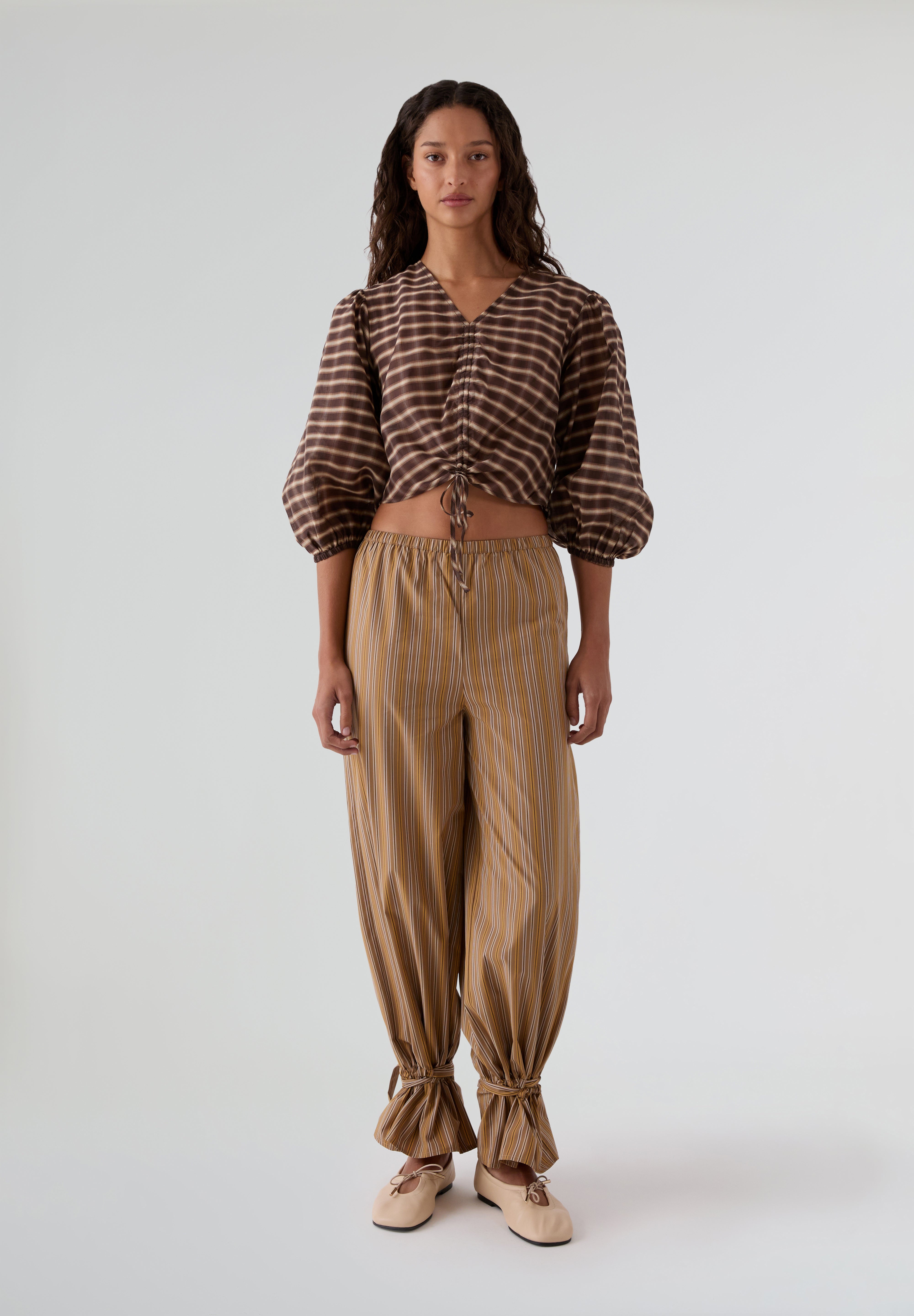 THE TINY BIG SISTER | CHECK V-NECK BLOUSE