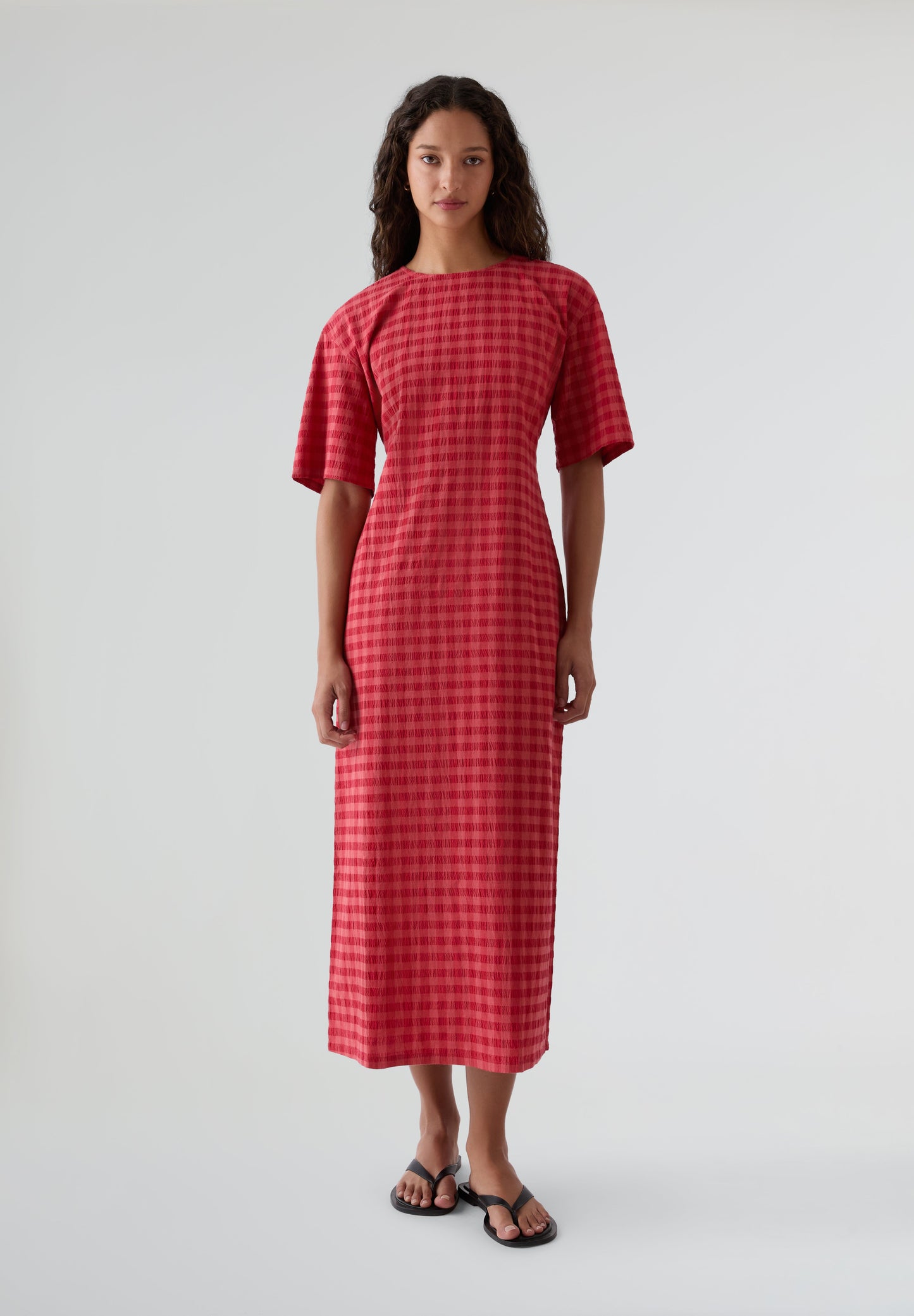 THINKING MU | VESTIDO CHECKS SEERSUCKER KINA