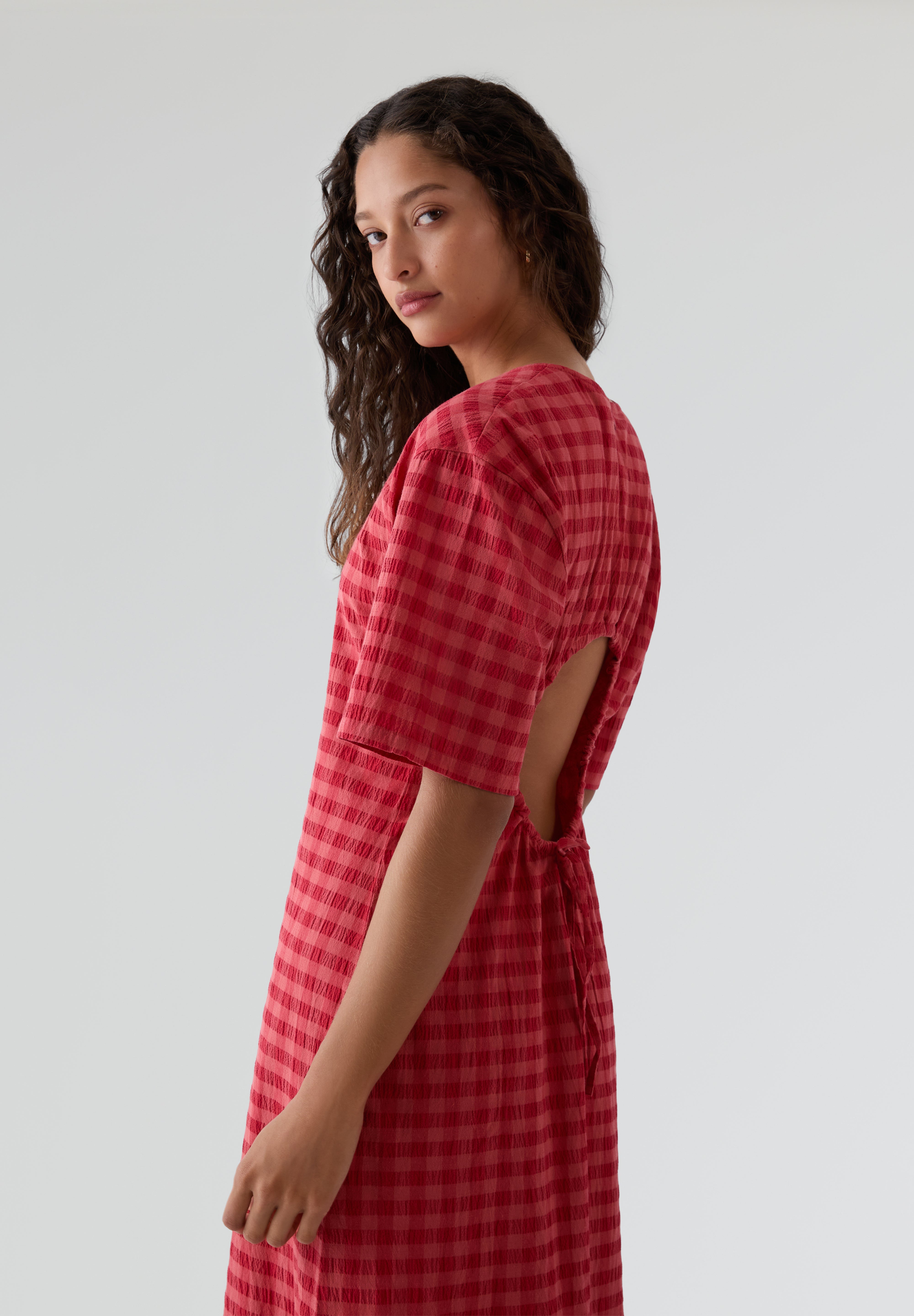 THINKING MU | VESTIDO CHECKS SEERSUCKER KINA