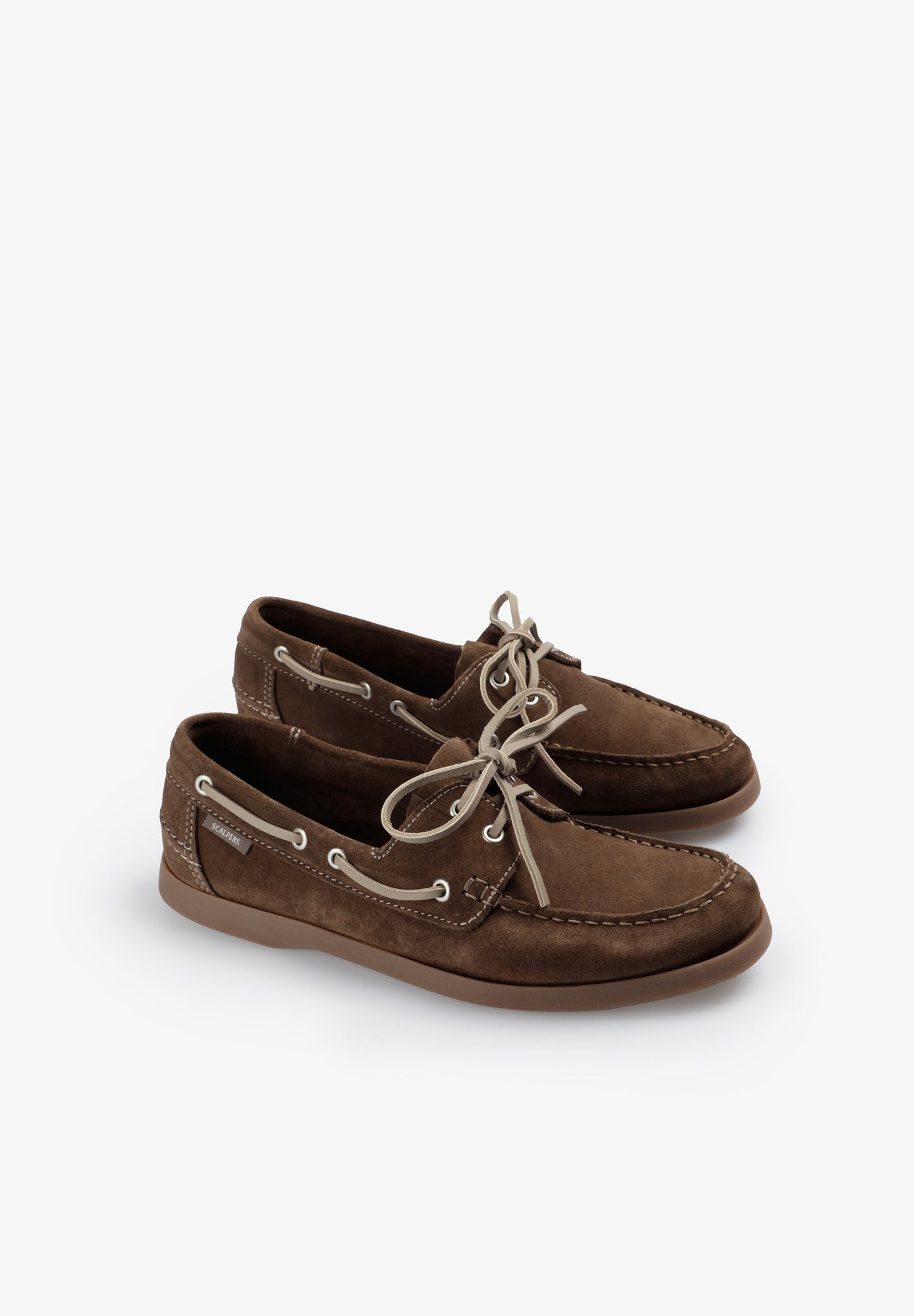 SAPATOS DE VELA DE CAMURÇA EM CONTRASTE
