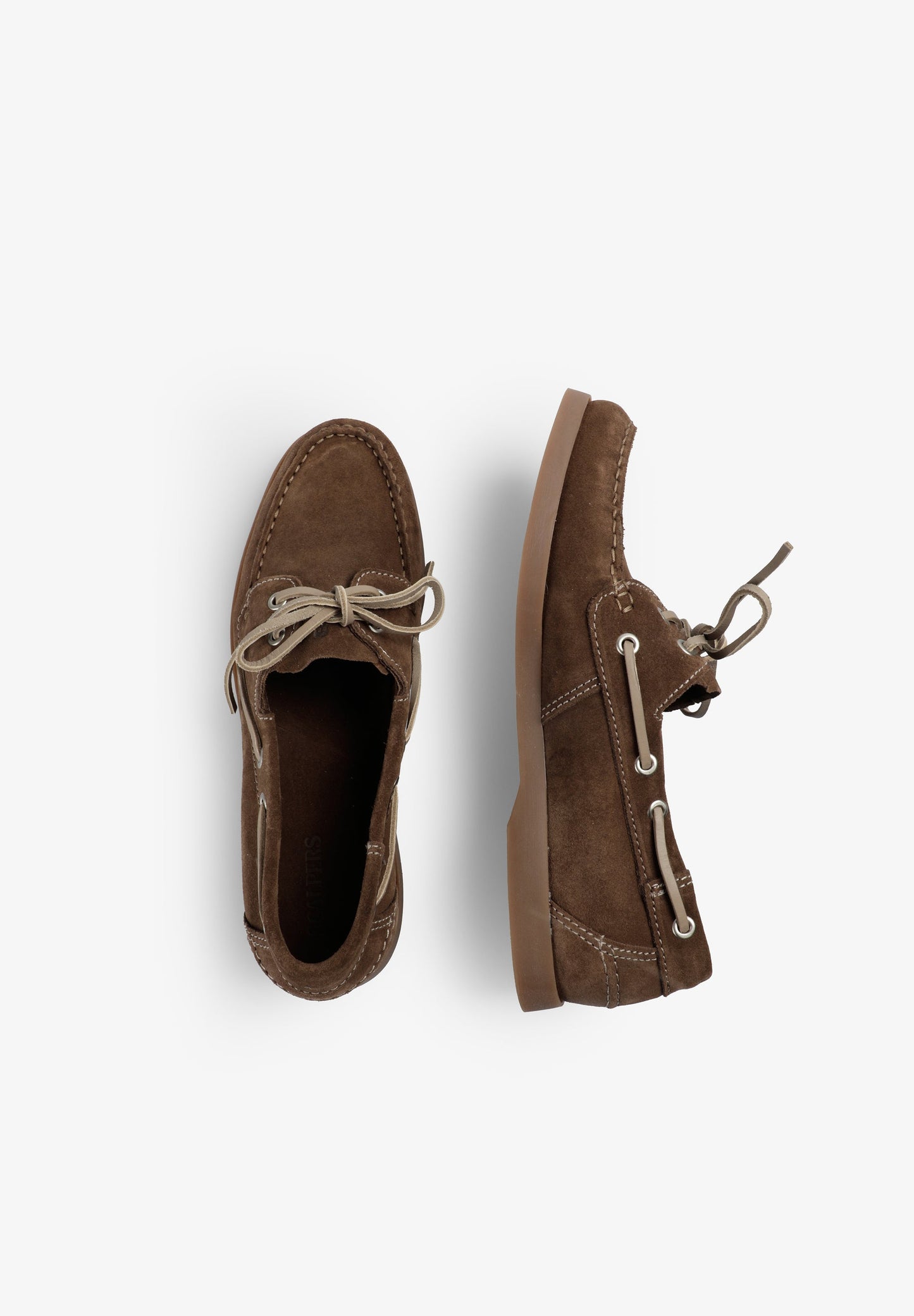 SAPATOS DE VELA DE CAMURÇA EM CONTRASTE