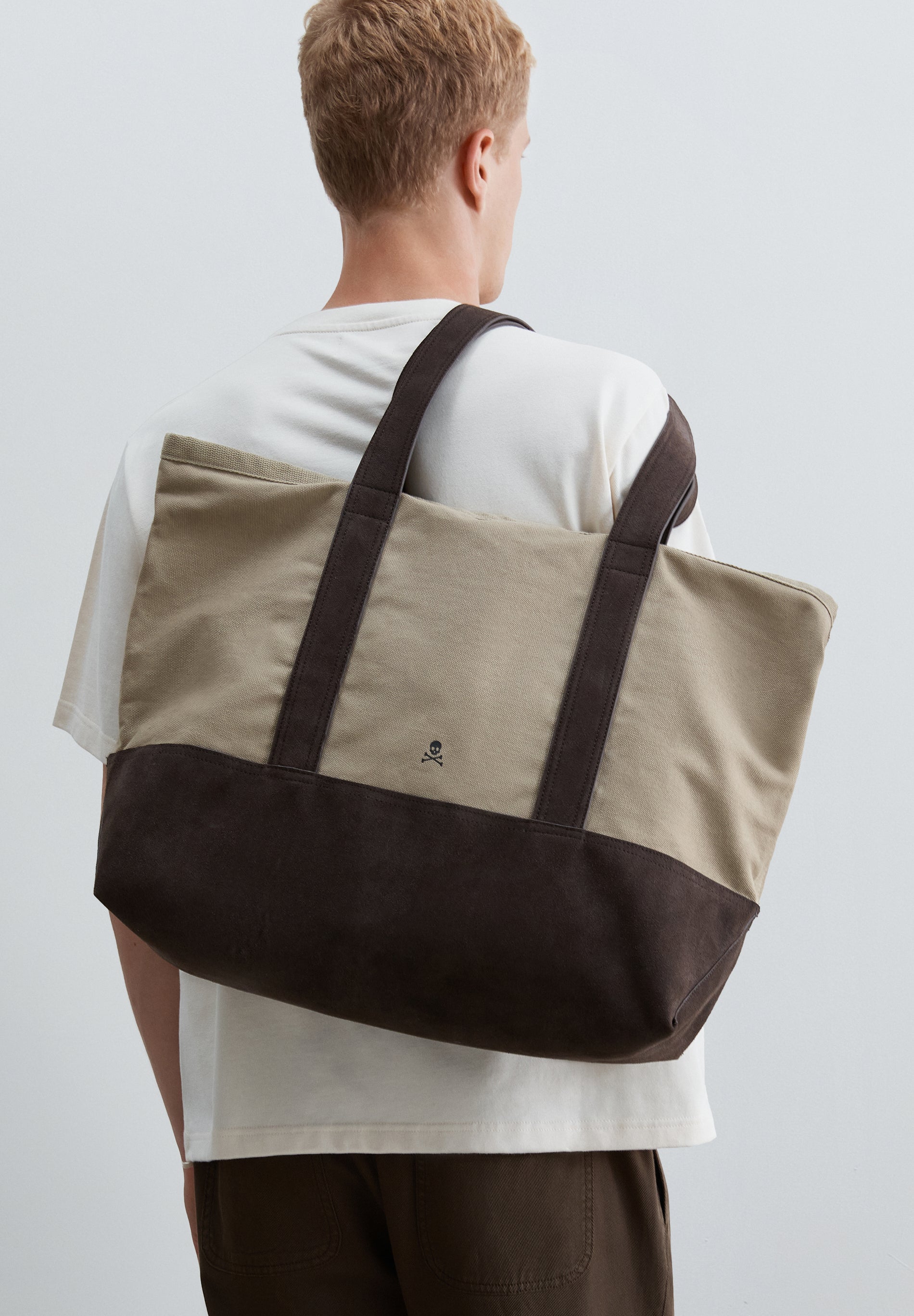 BOLSA TOTE DE ALGODÃO E CAMURÇA