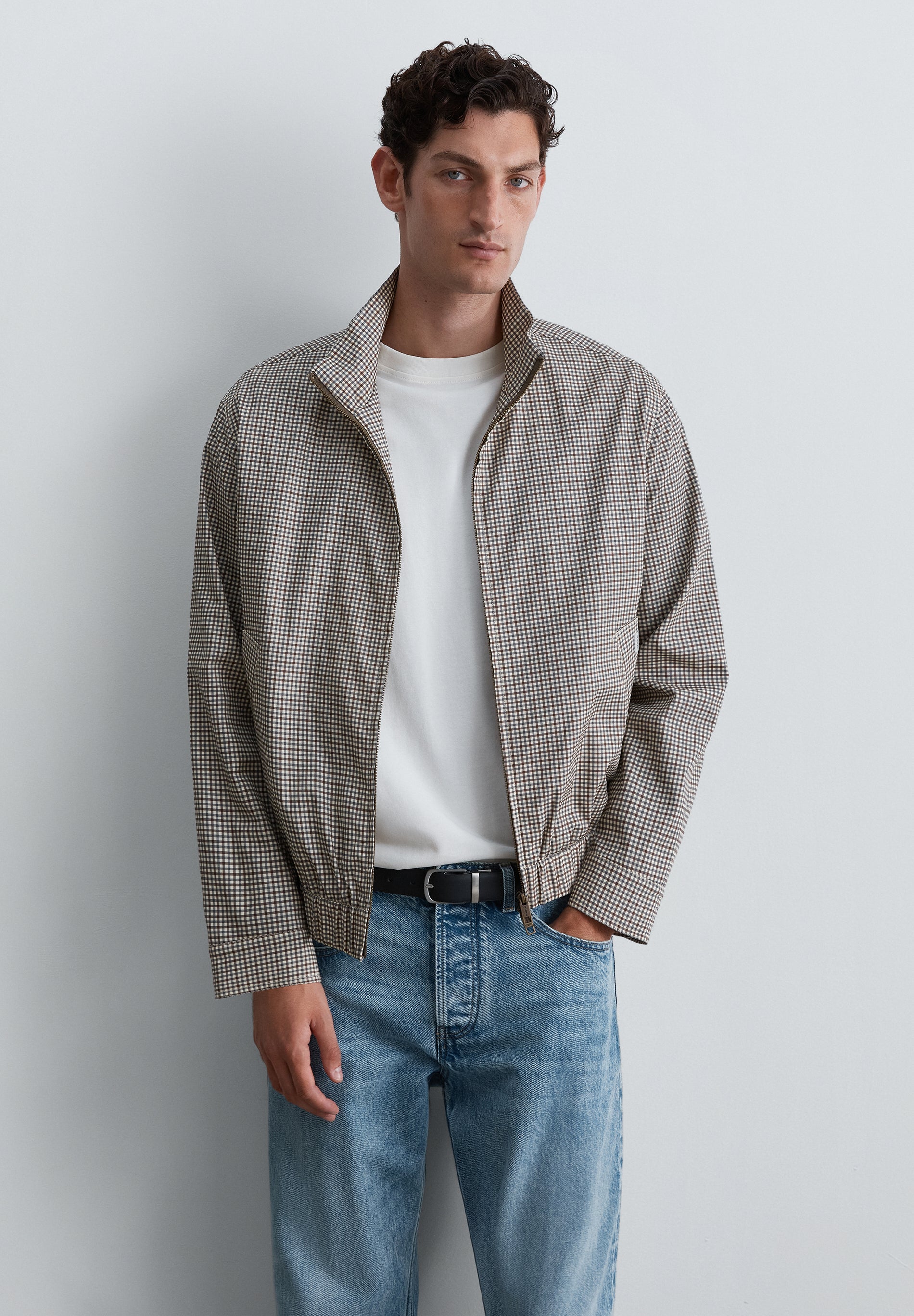 CARDIGAN BOMBER COM PADRÃO MICRO-XADREZ