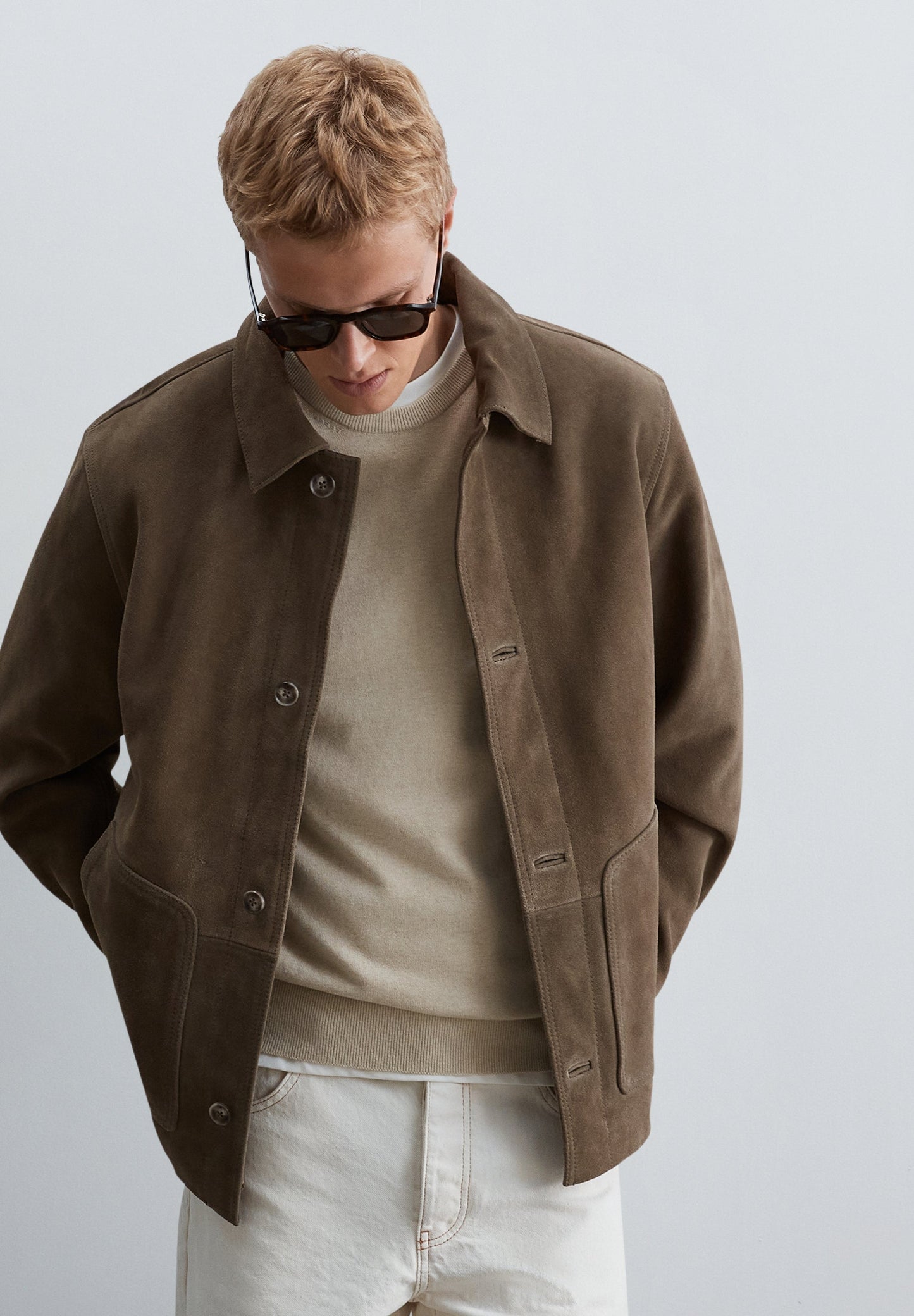CARDIGAN DE CAMURÇA COM BOLSOS