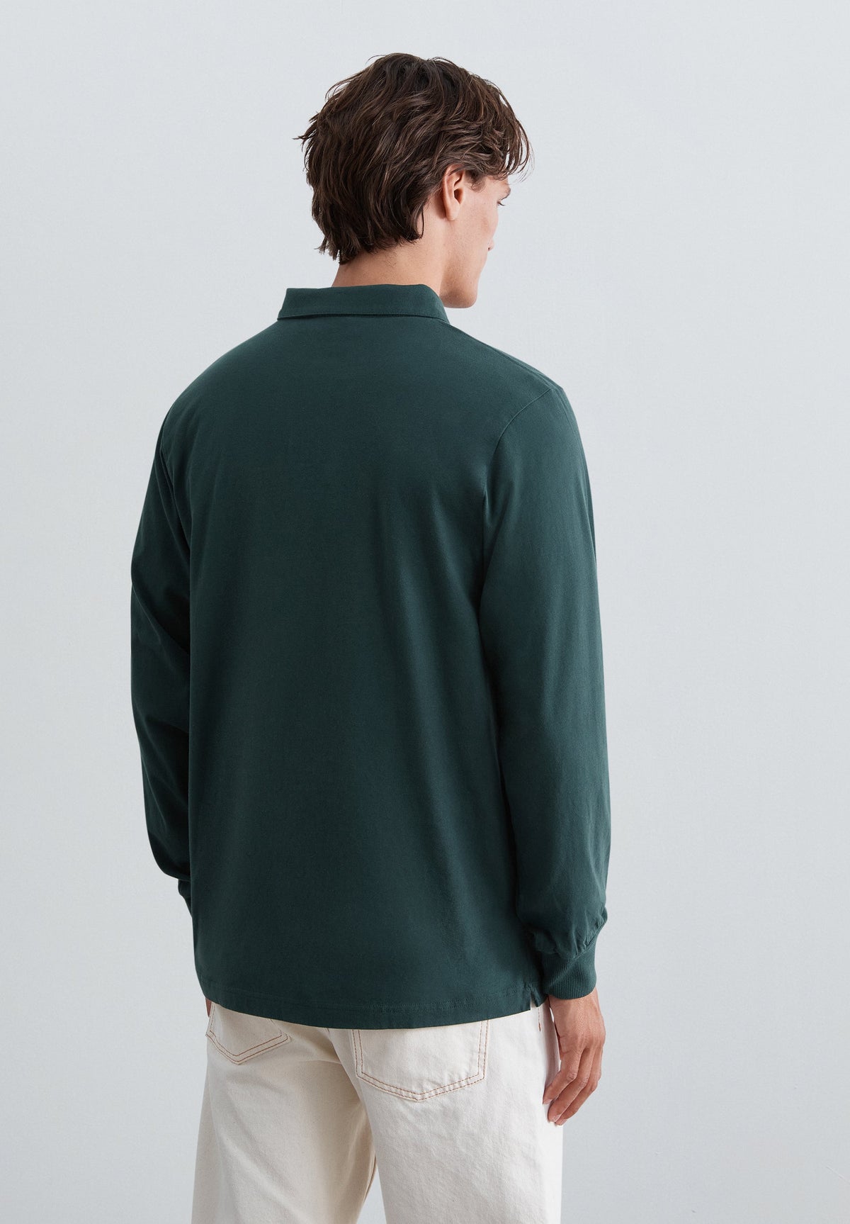 CAMISA POLO DESBOTADA DE MANGA COMPRIDA