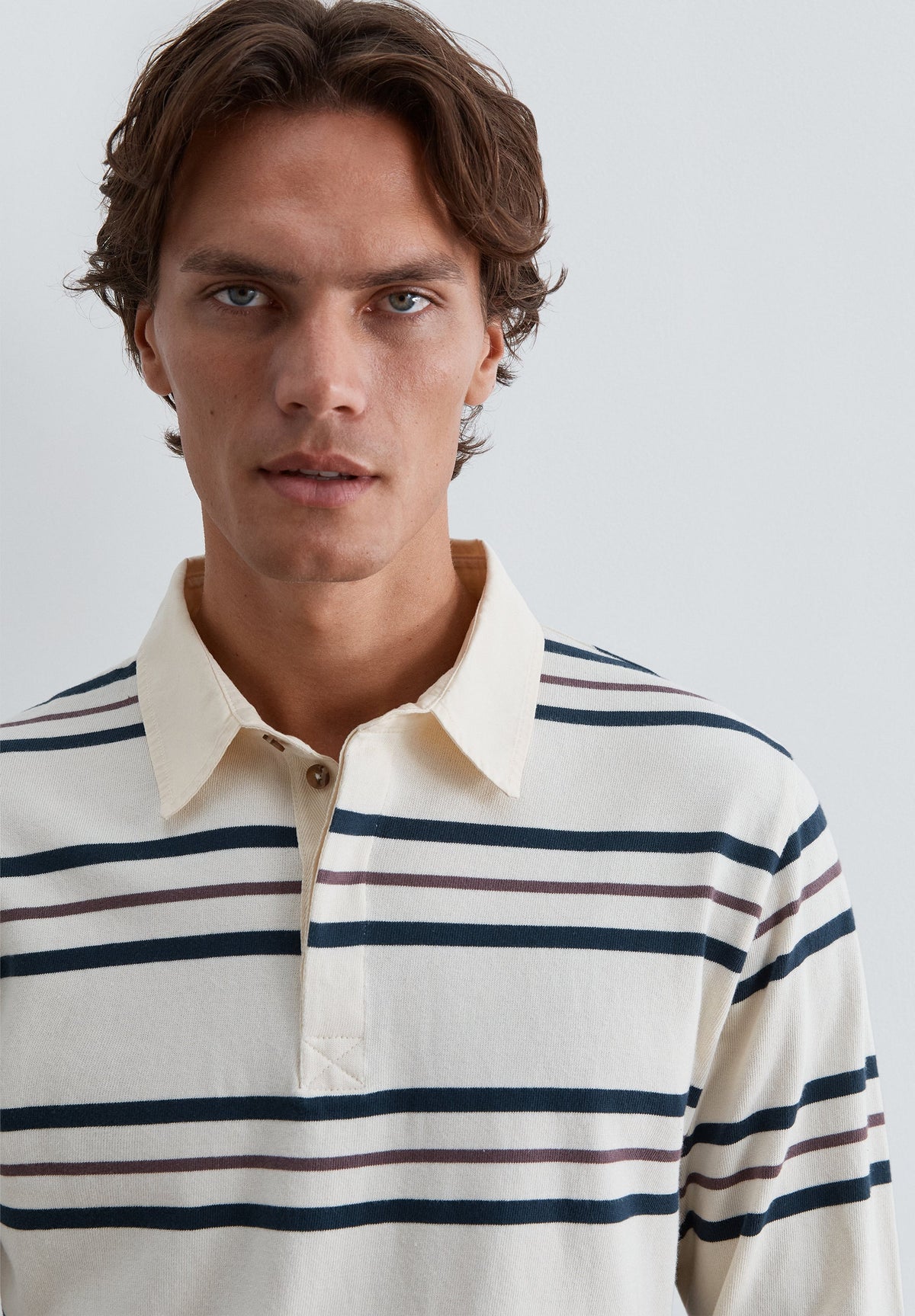 CAMISA POLO DE MANGA COMPRIDA ÀS RISCAS