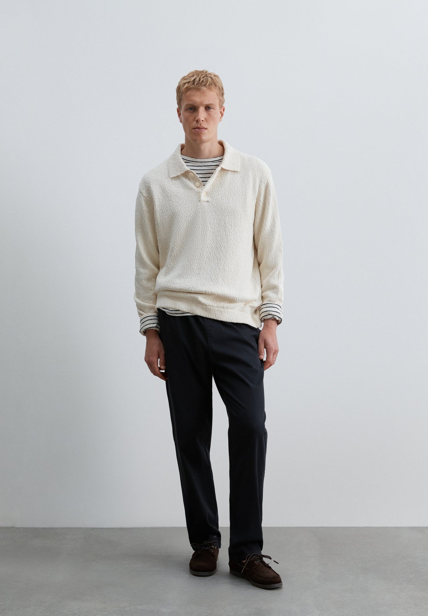 SWEATER CAMISA POLO DE MALHA BUCLÉ