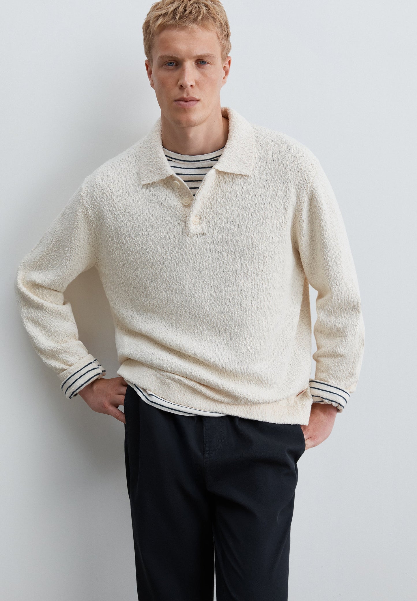SWEATER CAMISA POLO DE MALHA BUCLÉ