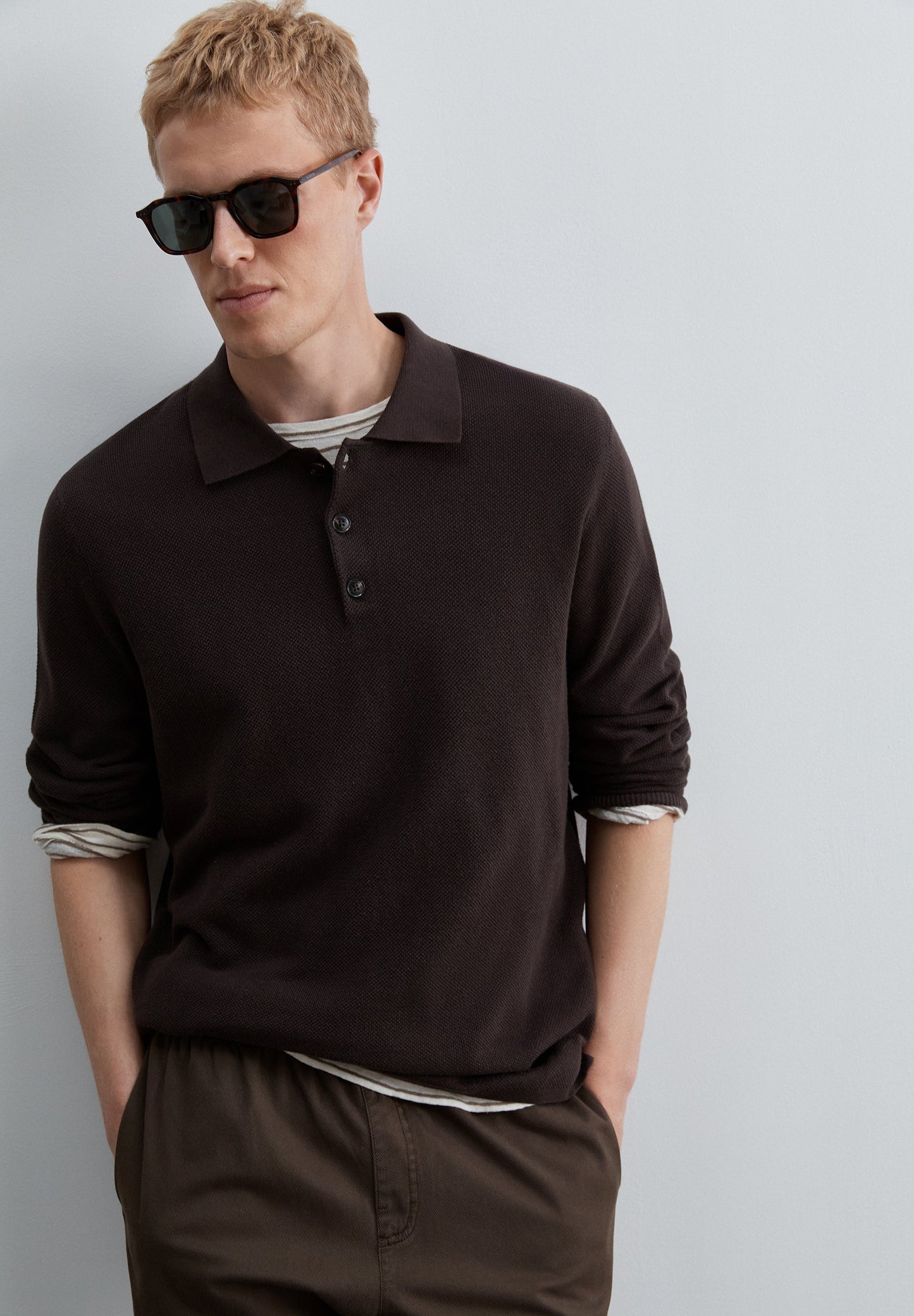 SWEATER DE MALHA COM GOLA CAMISA POLO